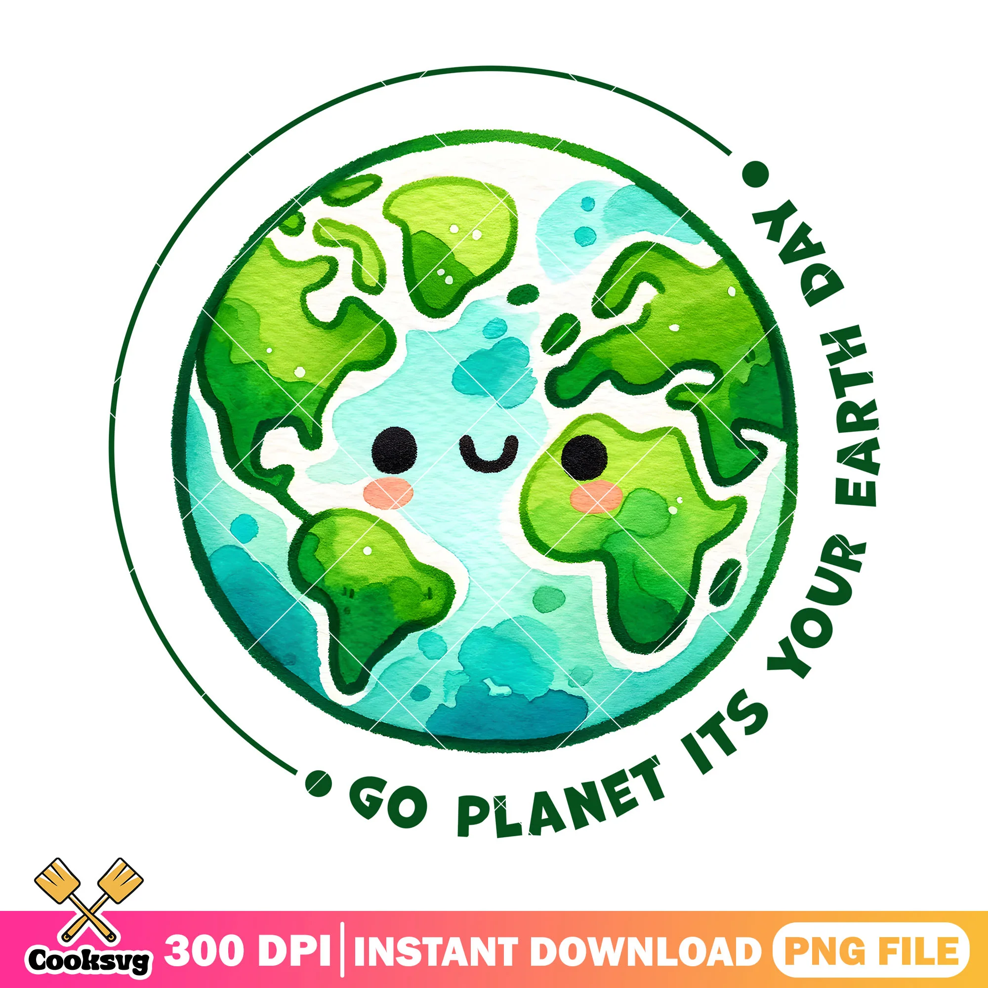 Cute cartoon earth go planet it's your earth day png, earth day quotes png