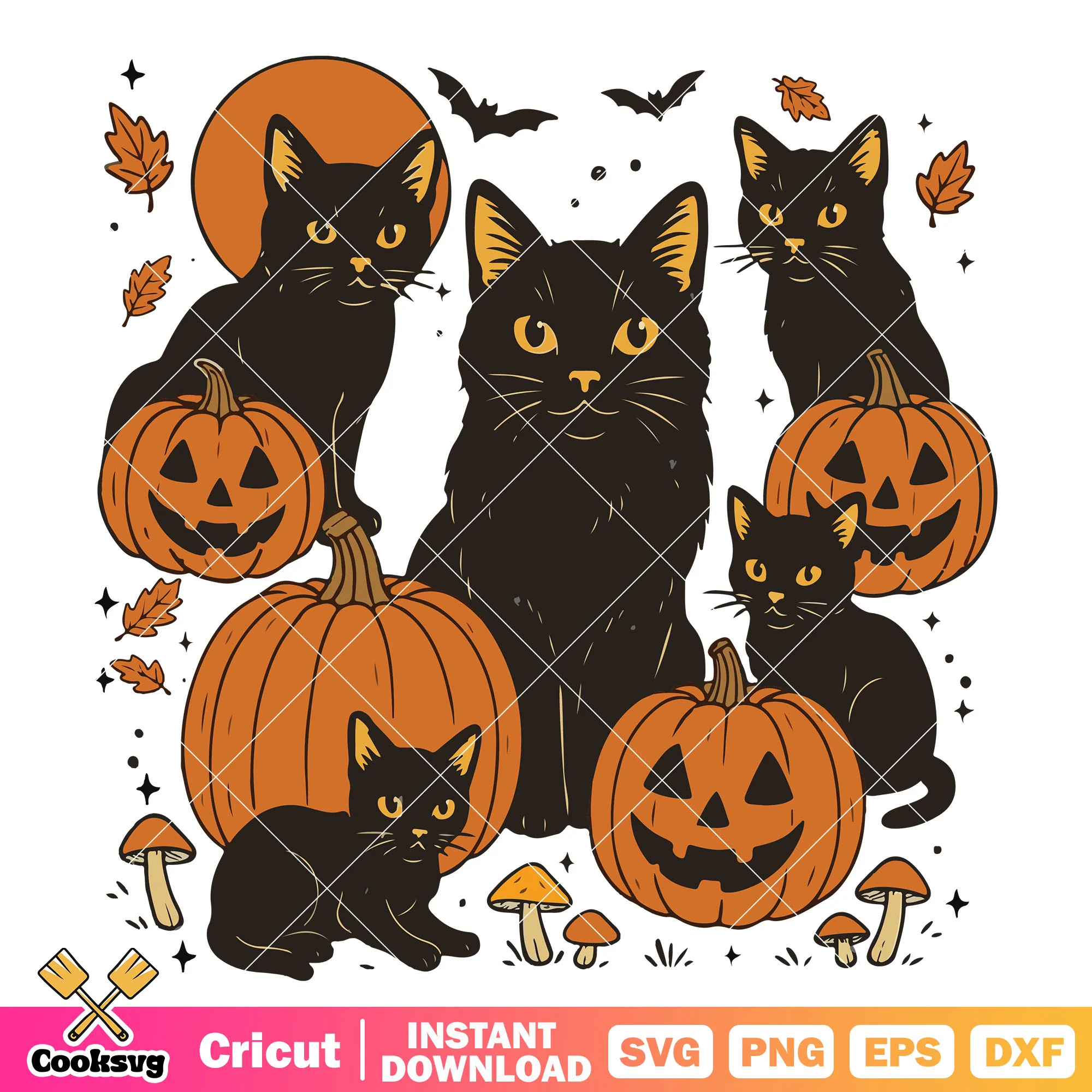 Cute cat and pumpkin svg, cat halloween svg, cat and pumpkin svg
