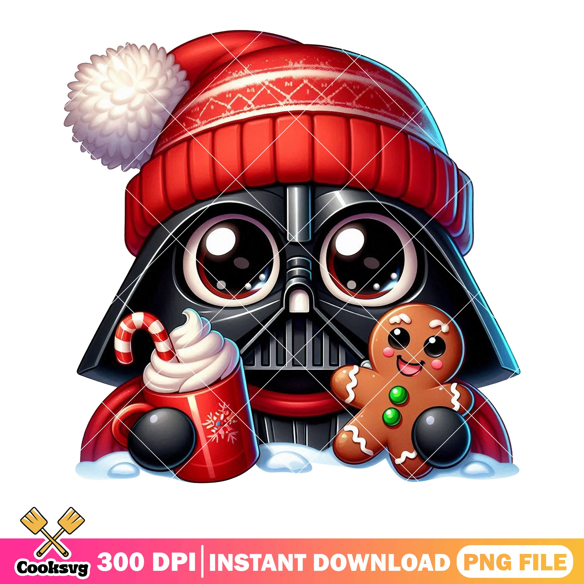 Cute chibi star war xmas png, darth vader png, christmas vibes png