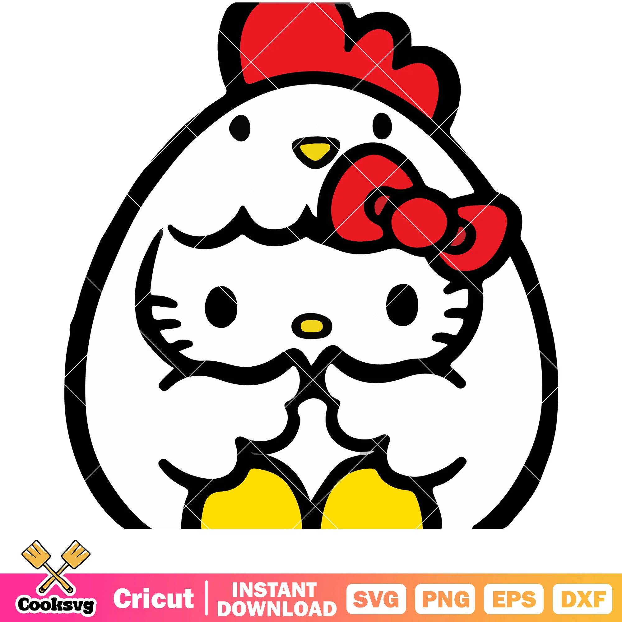 Cute chicken hello kitty design svg, sanrio hello kitty svg