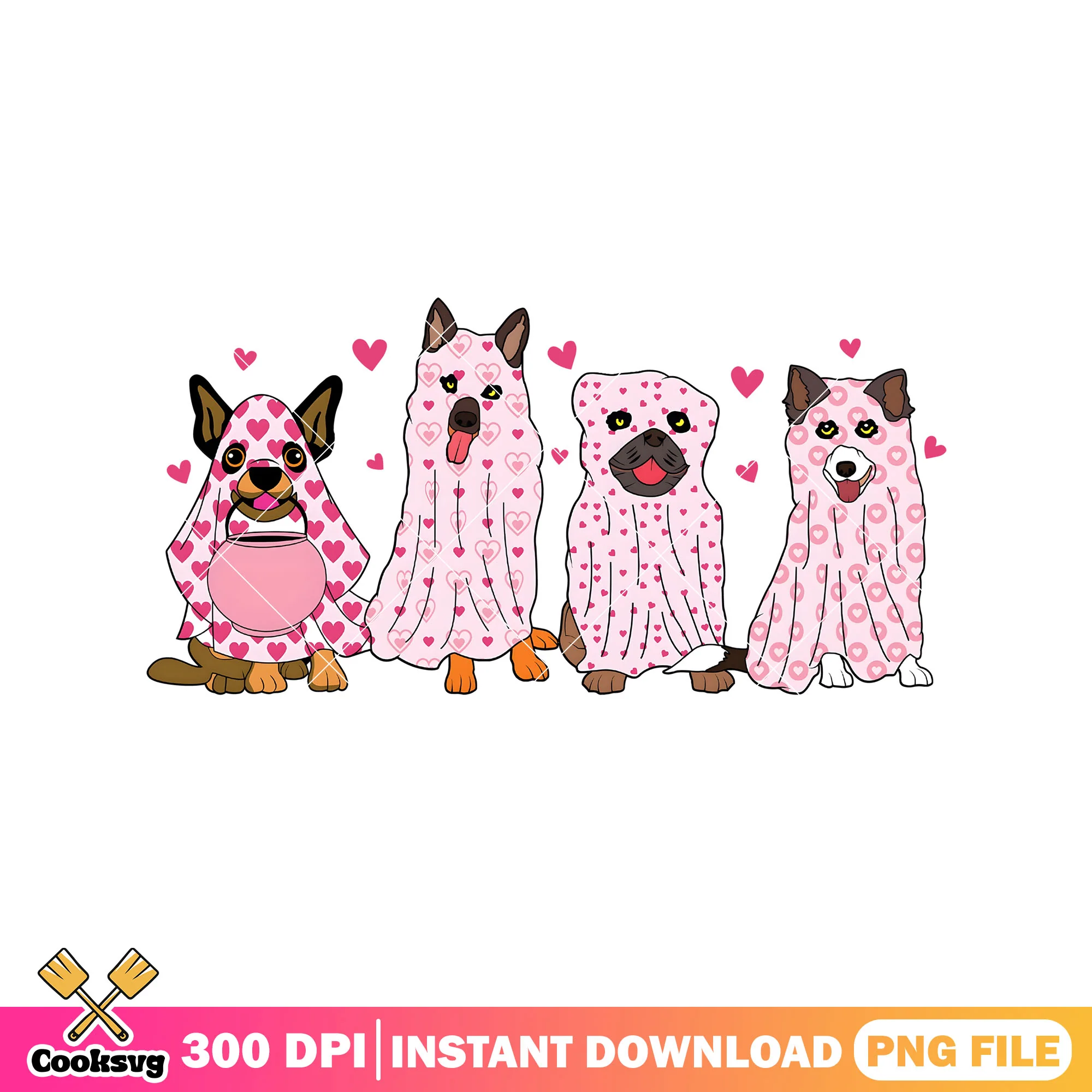 Cute dog ghost valentine png, dog valentine png, ghost valentine png
