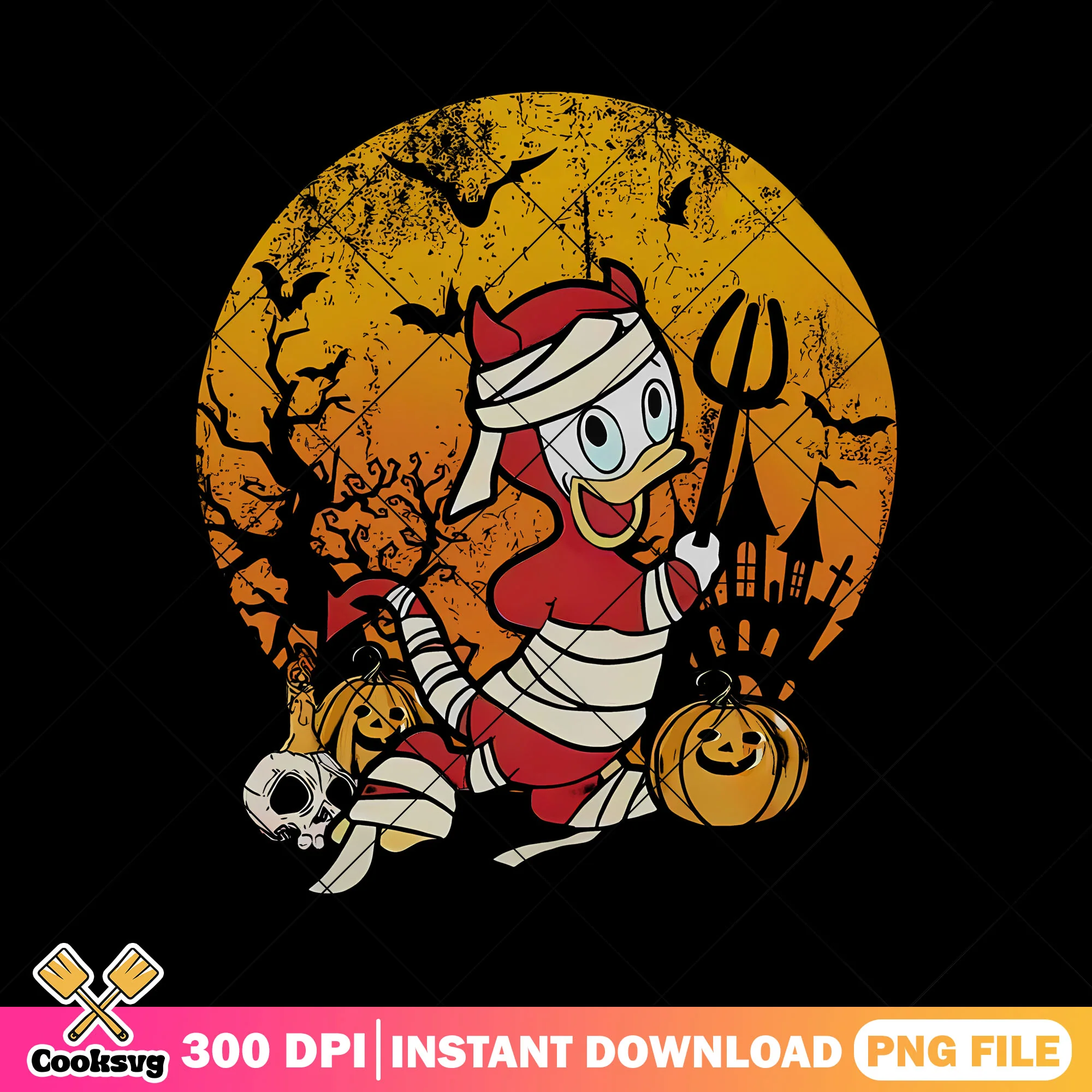 Cute duck evil png, disney duck png, duck halloween png