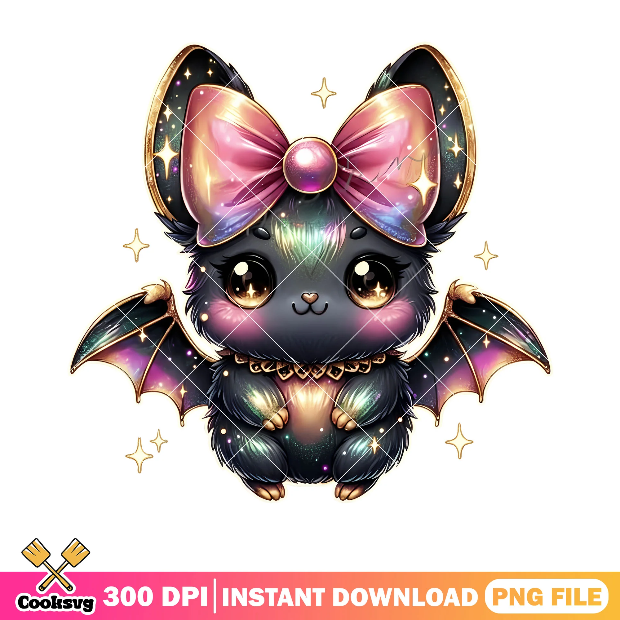 Cute galaxy bat png, halloween bat png, pink bow tie png