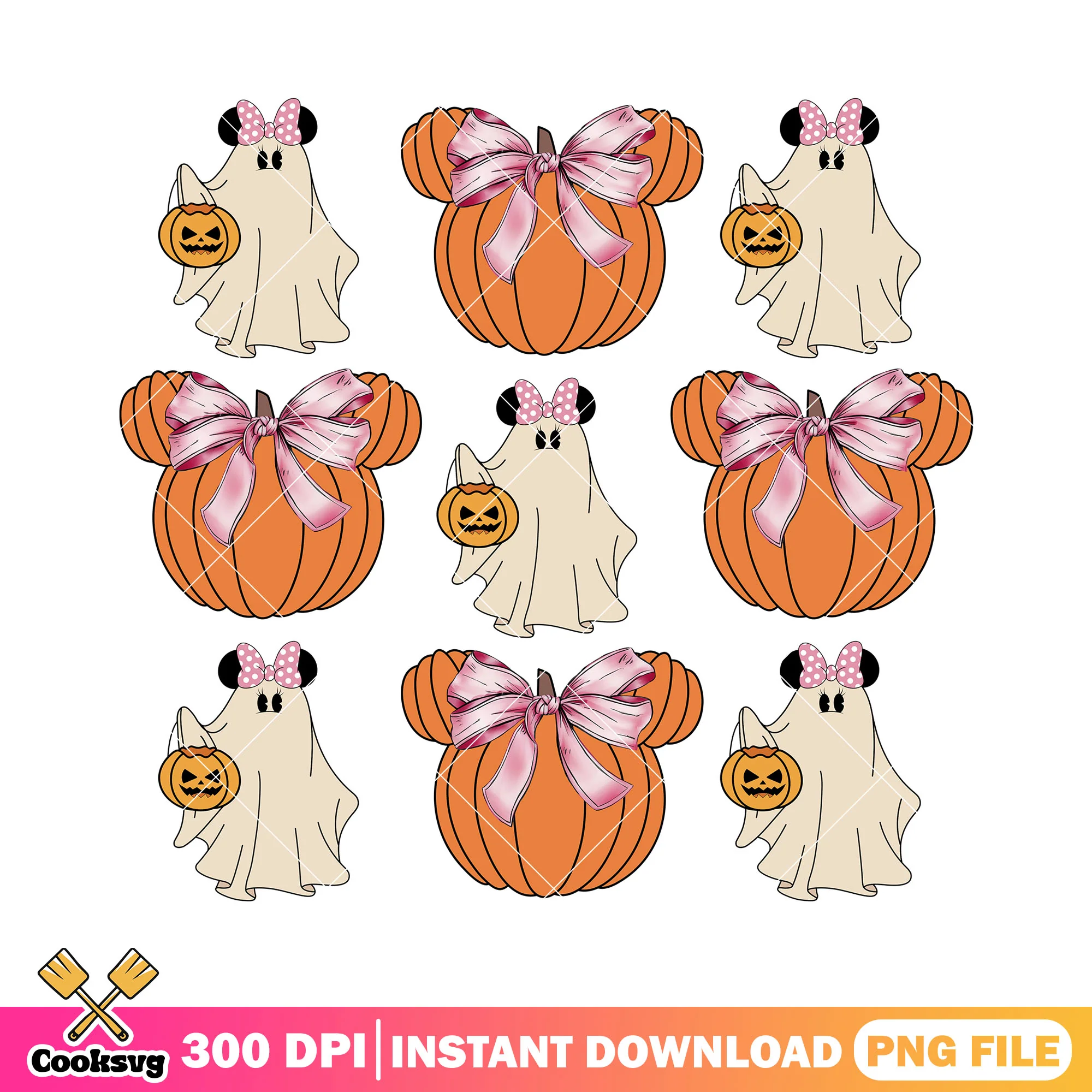 Cute ghost design file png, halloween day png, mickey pumpkin png