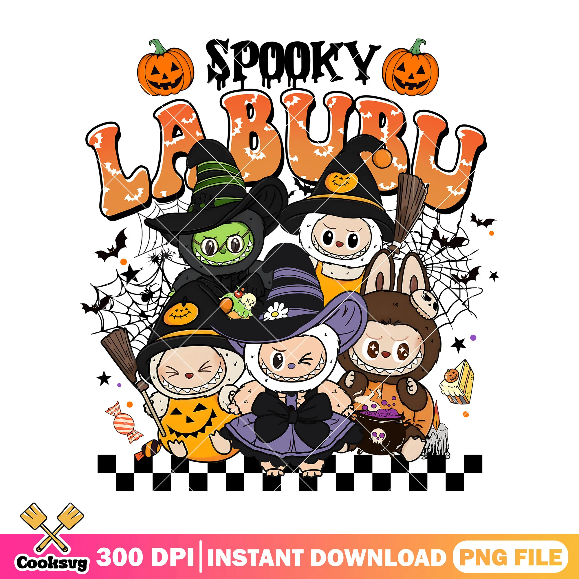 Cute halloween labubu witch png, halloween candy png, zimomo labubu png