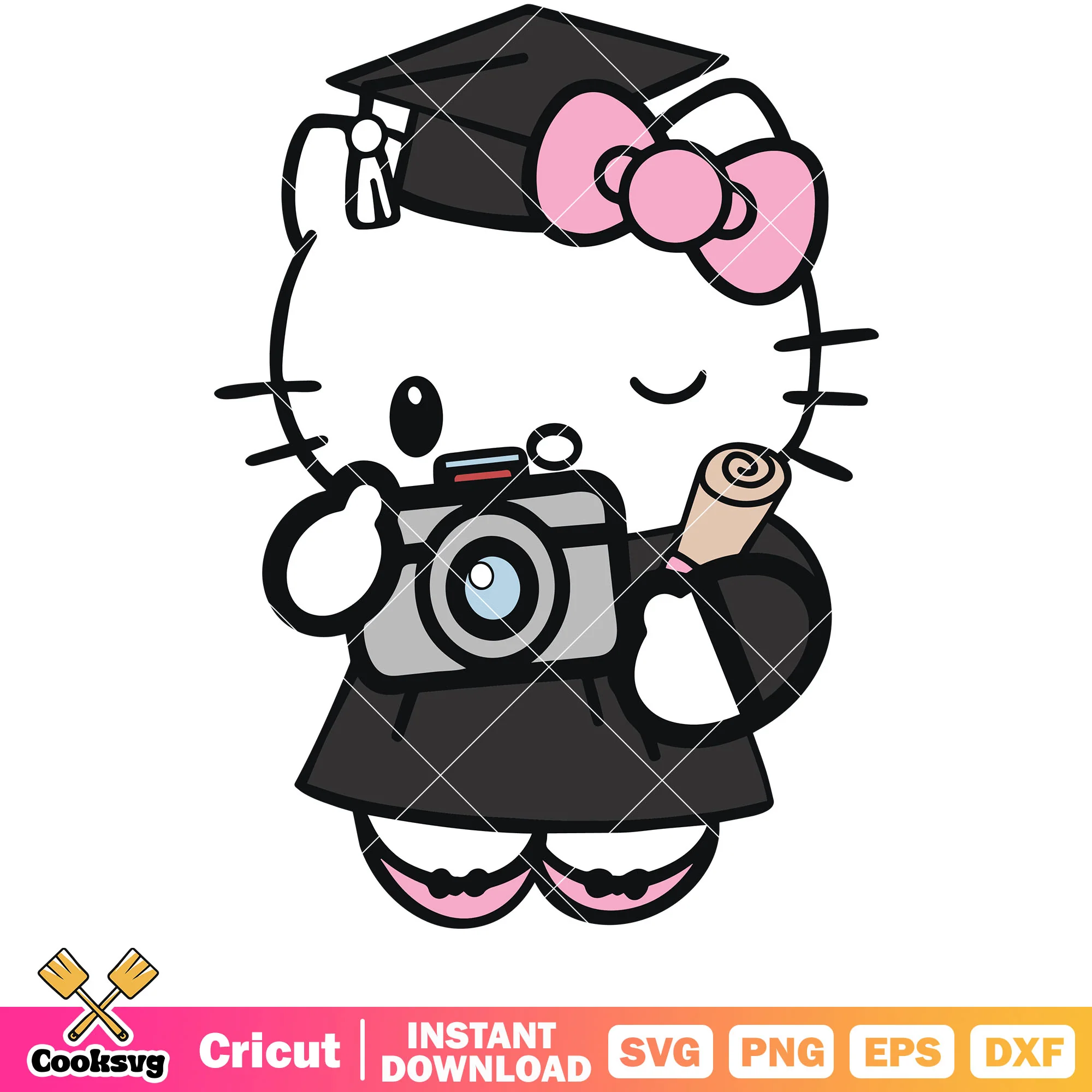 Cute hello kitty graduation svg, hello kitty svg, graduation svg