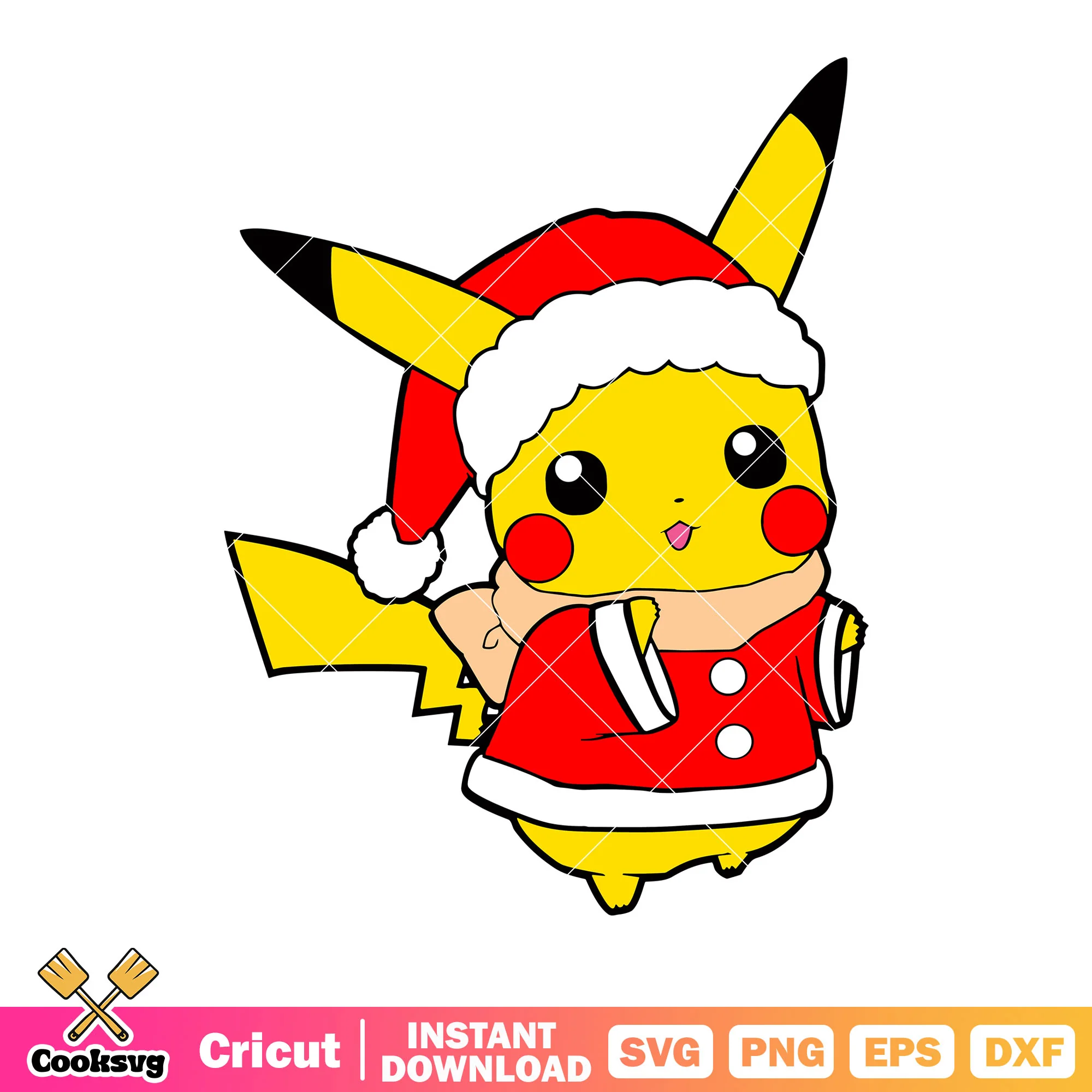 Cute pikachu svg, santa claus costume svg, nintendo christmas svg