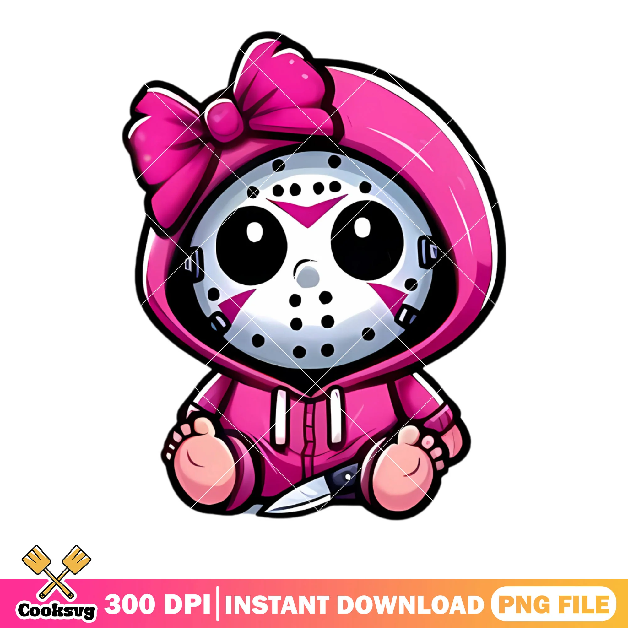 Cute pink bow tie png, cute halloween png, jason voorheez png