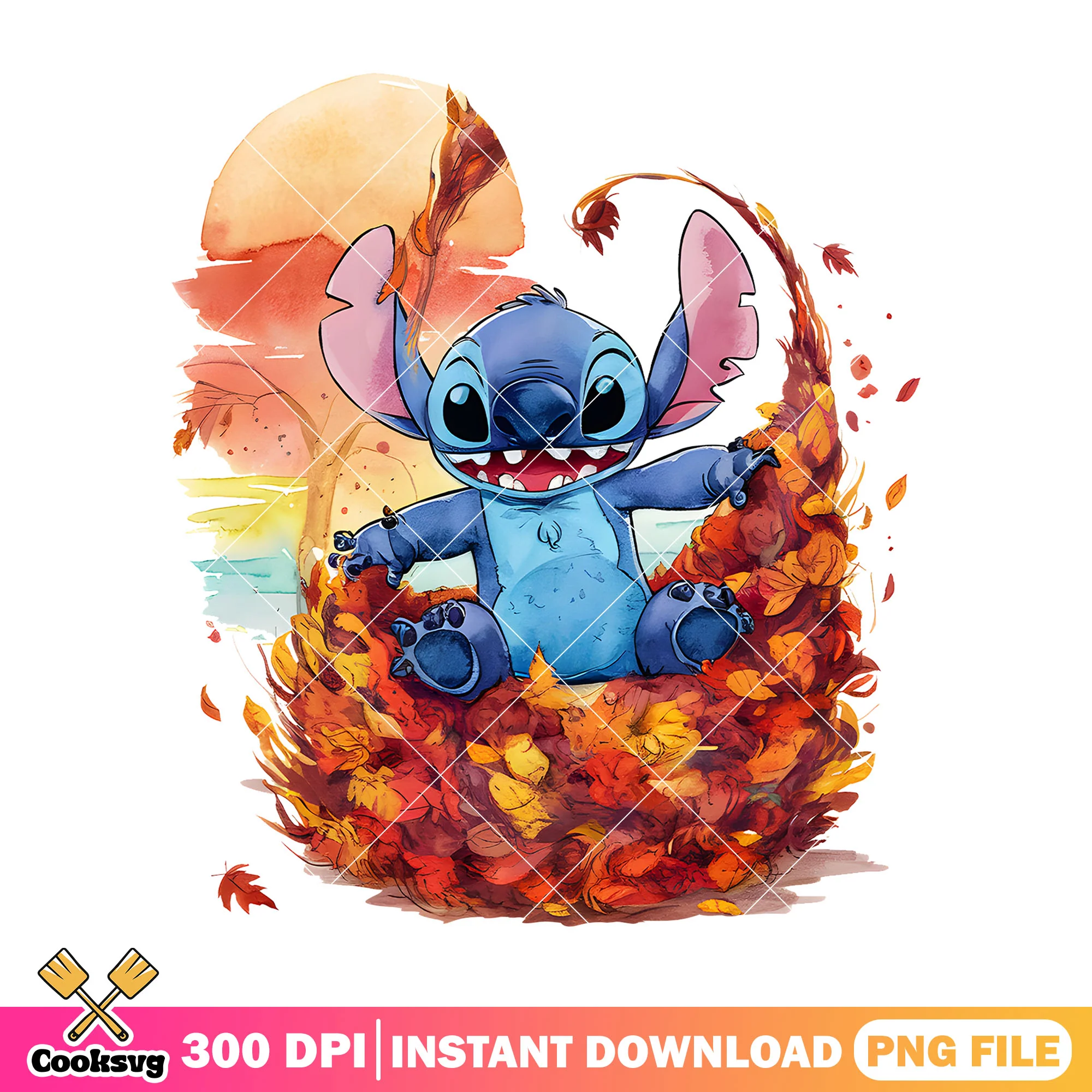 Cute stitch autumn png, halloween decor png, disney movies png