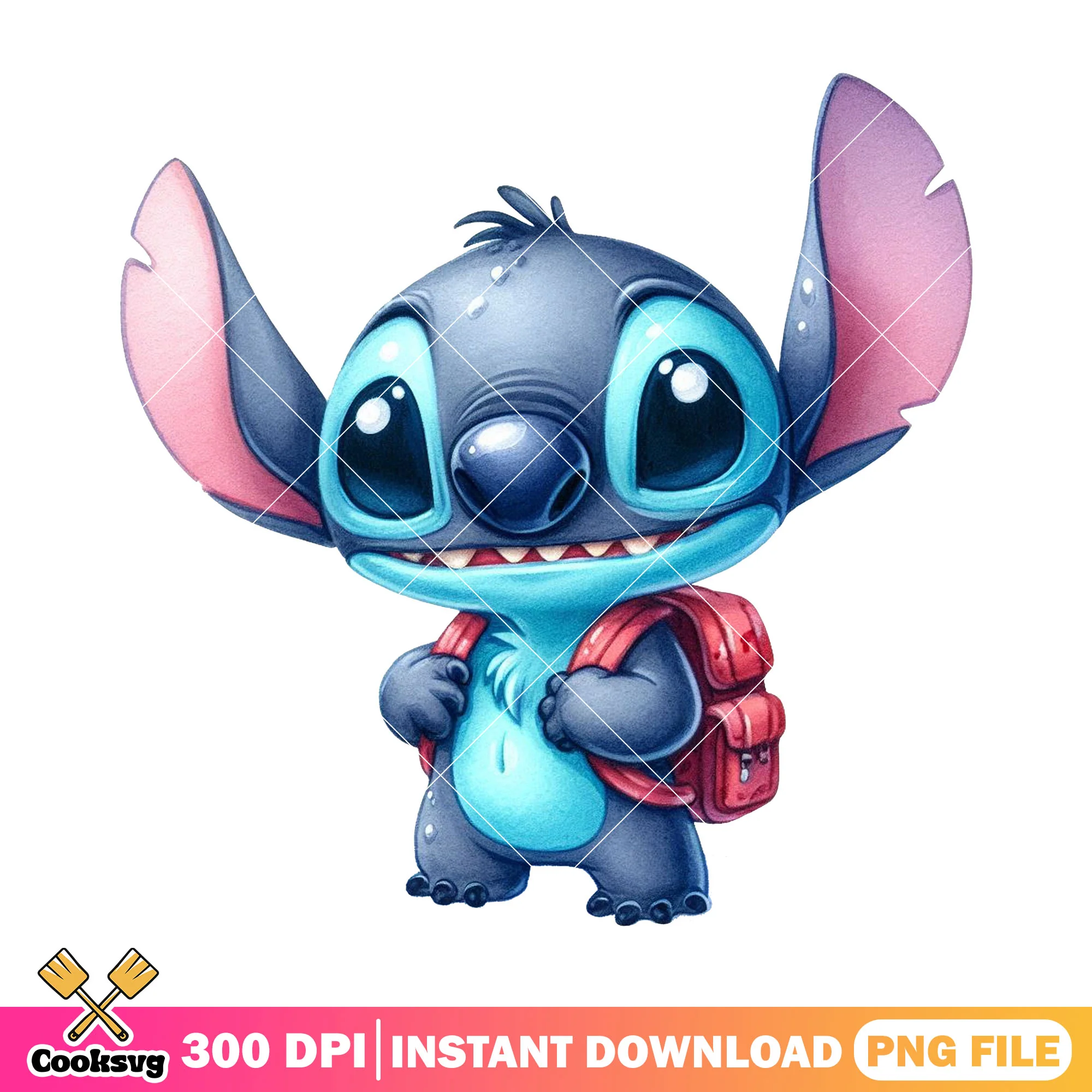 Cute stitch back school png, stitch art png, back to school art png