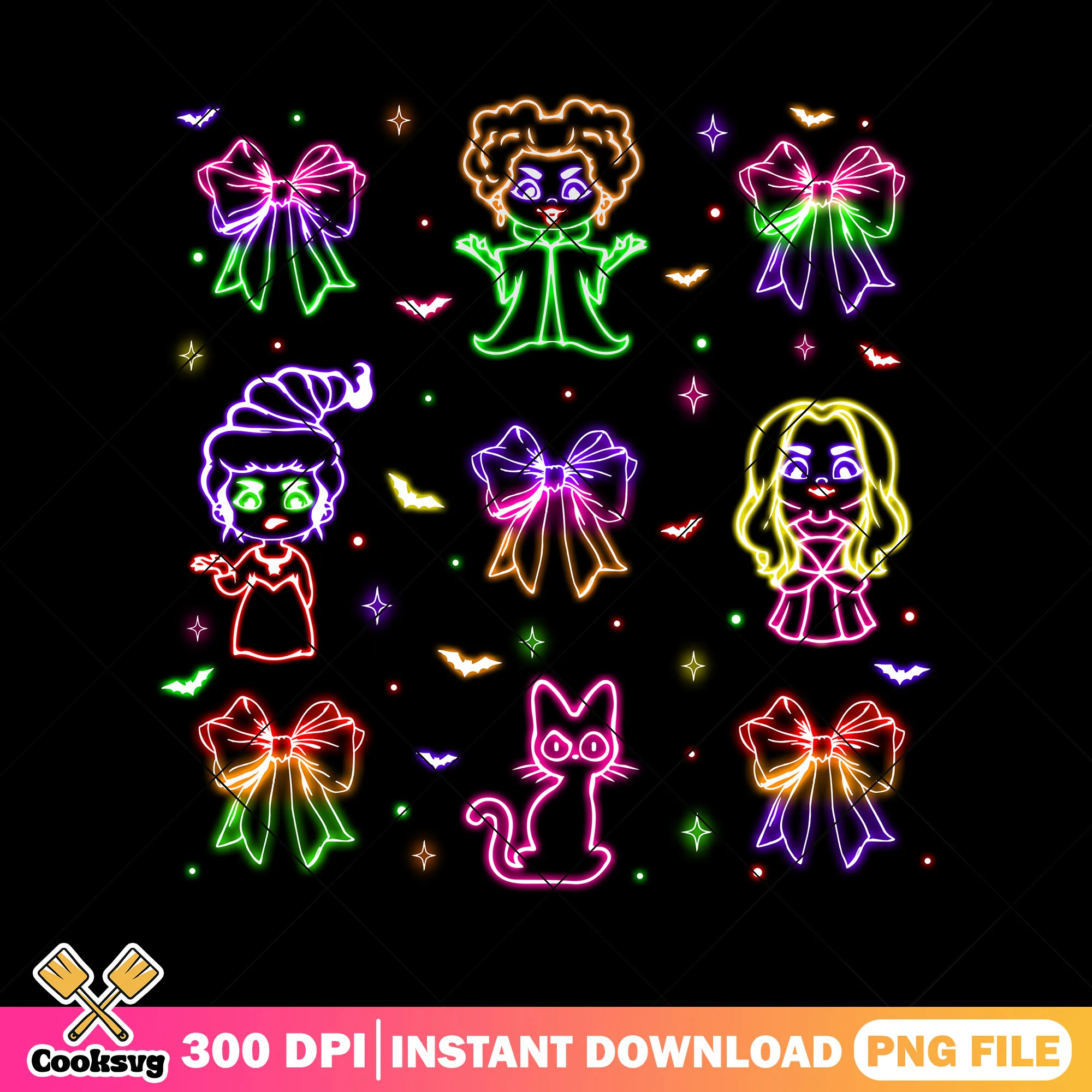 Cute witchy neon png, halloween digital png, halloween custome png