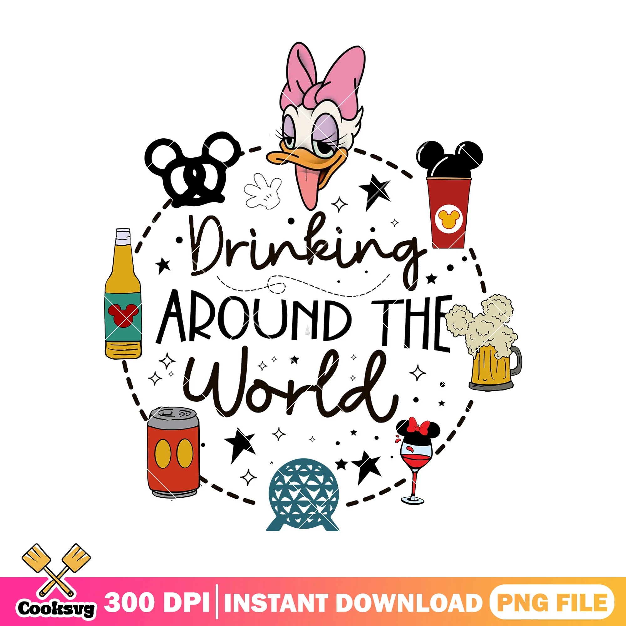 Daisy drinks world png, daisy duck png, disney cruises png