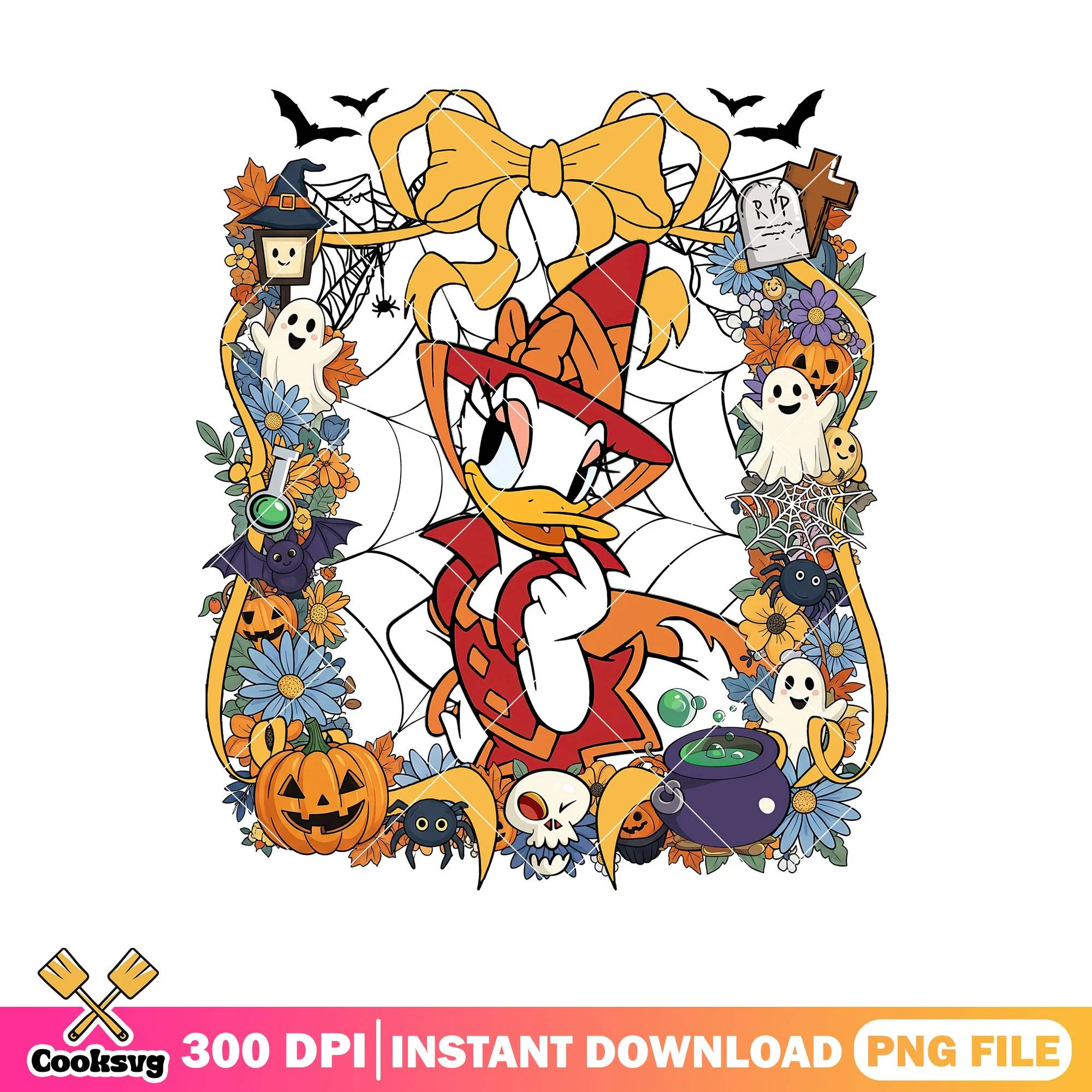 Daisy duck design png, horror daisy png, halloween daisy png