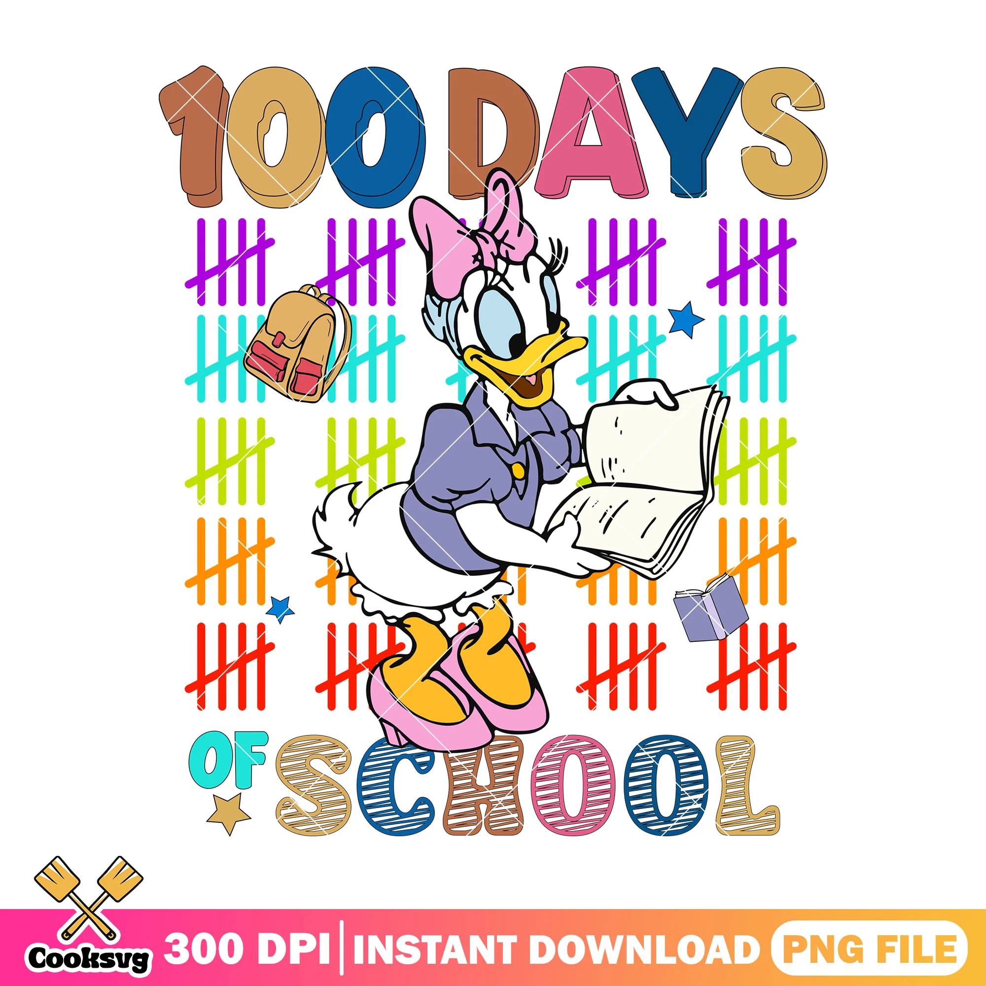 Daisy happy 100 days school png, daisy cute png, go back to school png