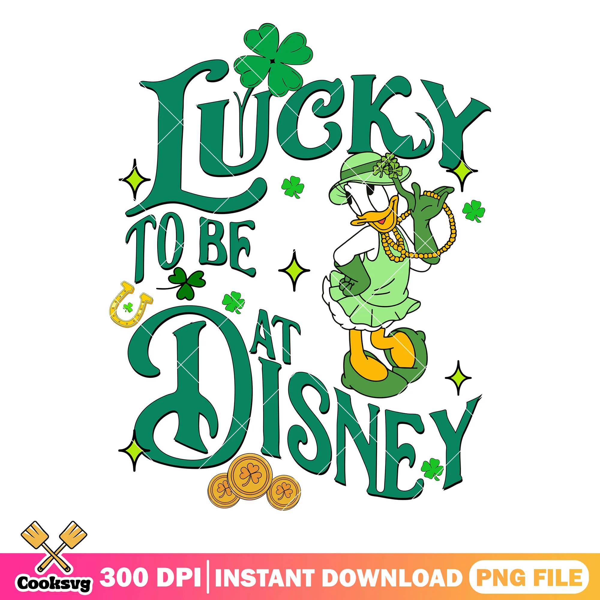 Daisy lucky to be at disney png, disney st patricks day png