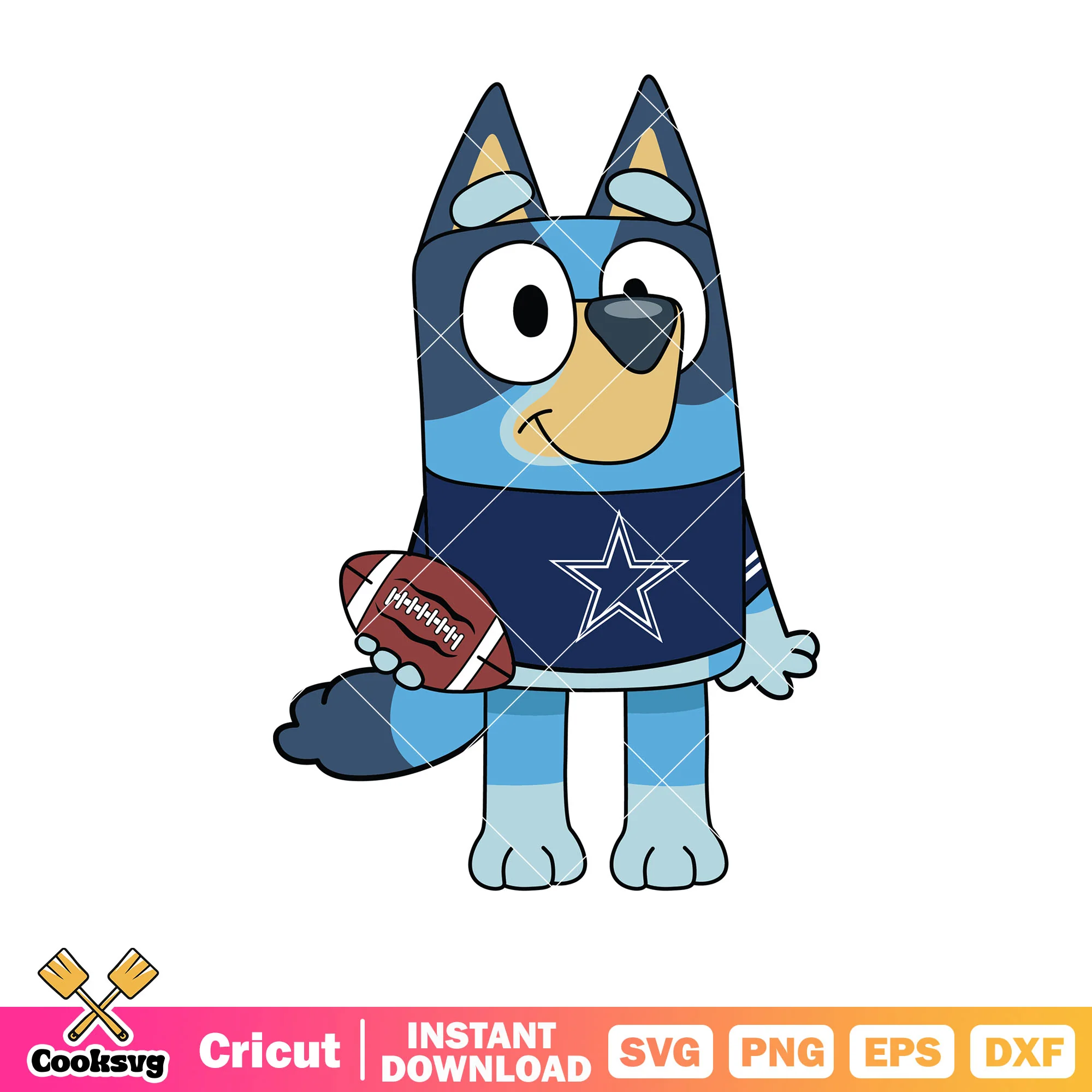 Dallas cowboys bluey fan football svg, bluey dog svg, bluey football svg