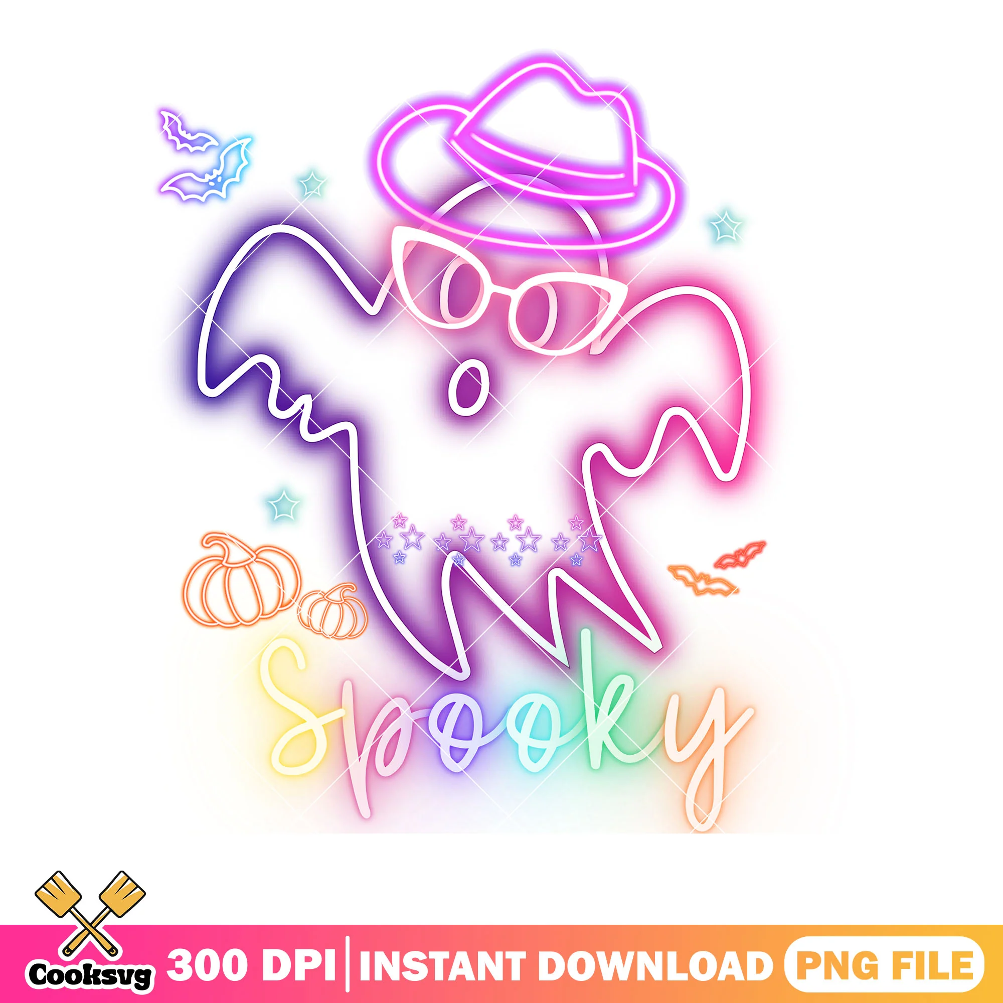 Dancing led ghost png, led pumpkin png, halloween scary png
