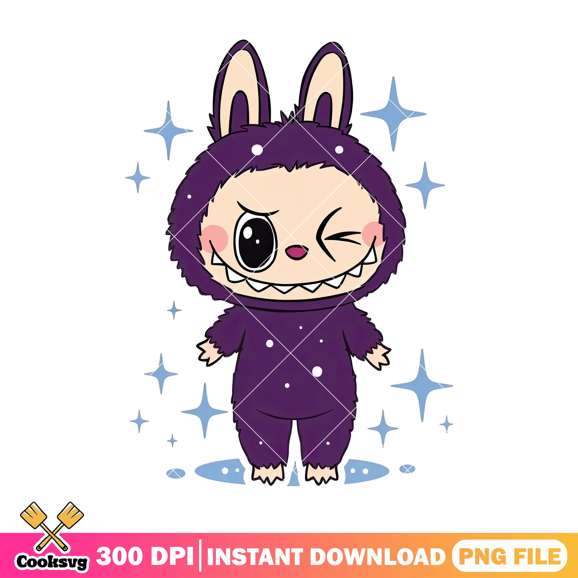 Dark purple labubu png, labubu monster png, labubu cute png