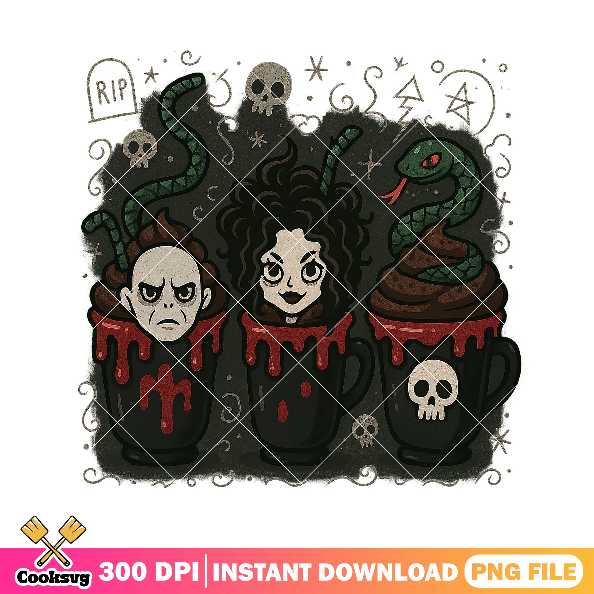 Dark sorcerer trio png, harry potter png, happy halloween png