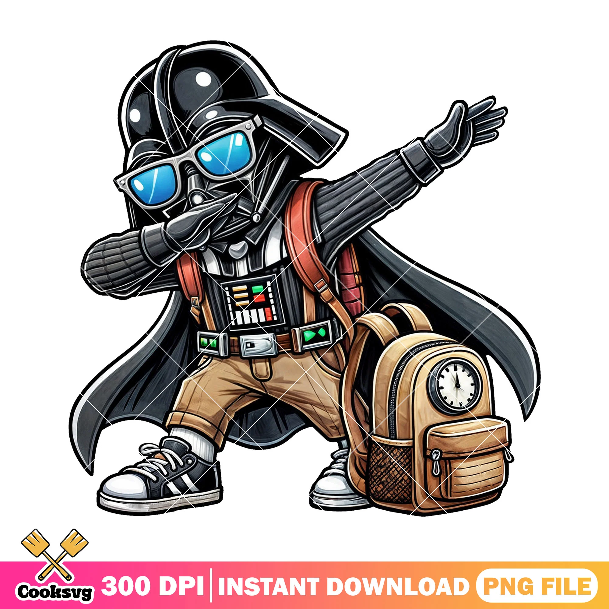 Darth vader sunglasses design png, black outfit png, back to school png