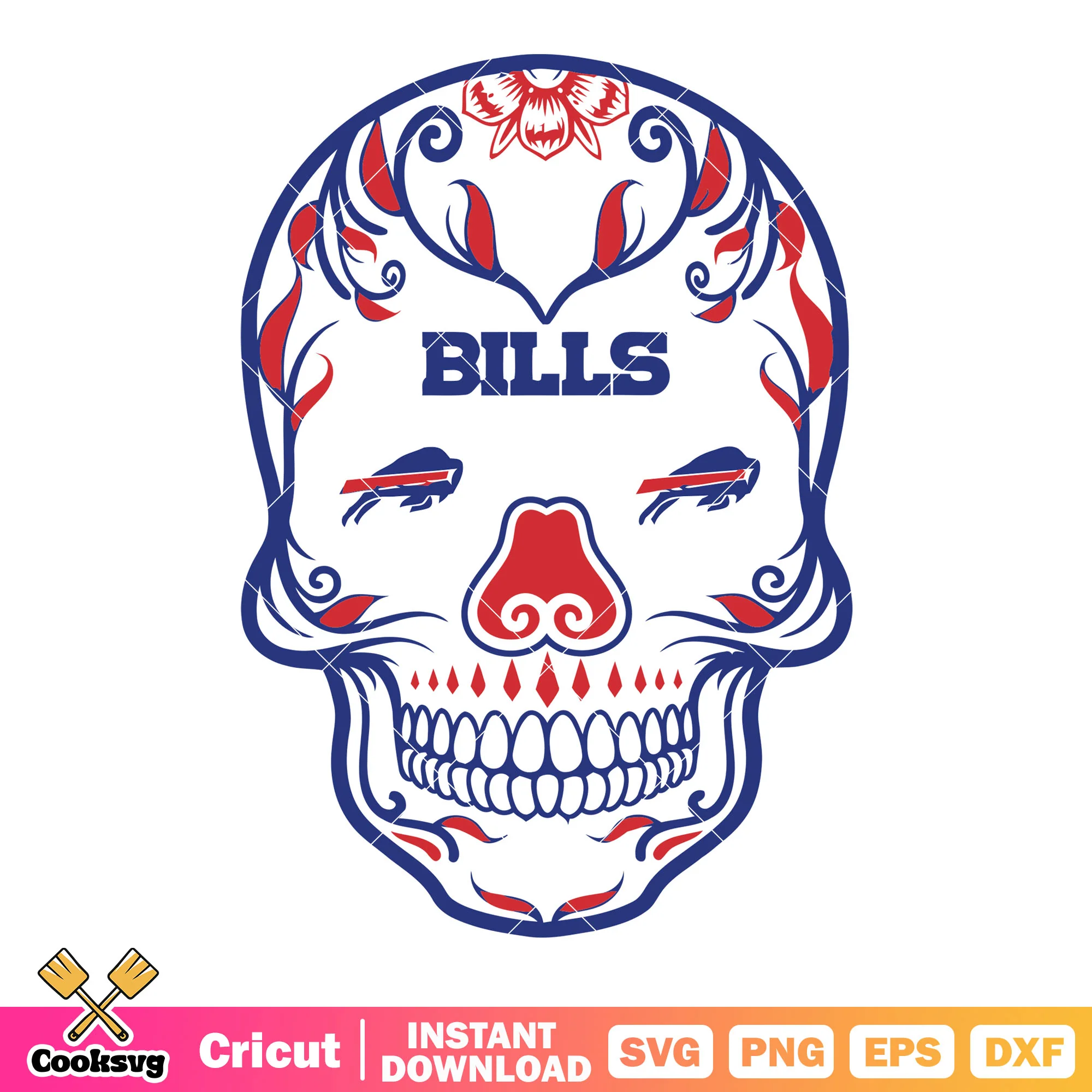 Day of the dead skull svg, east afc svg, buffalo bills svg