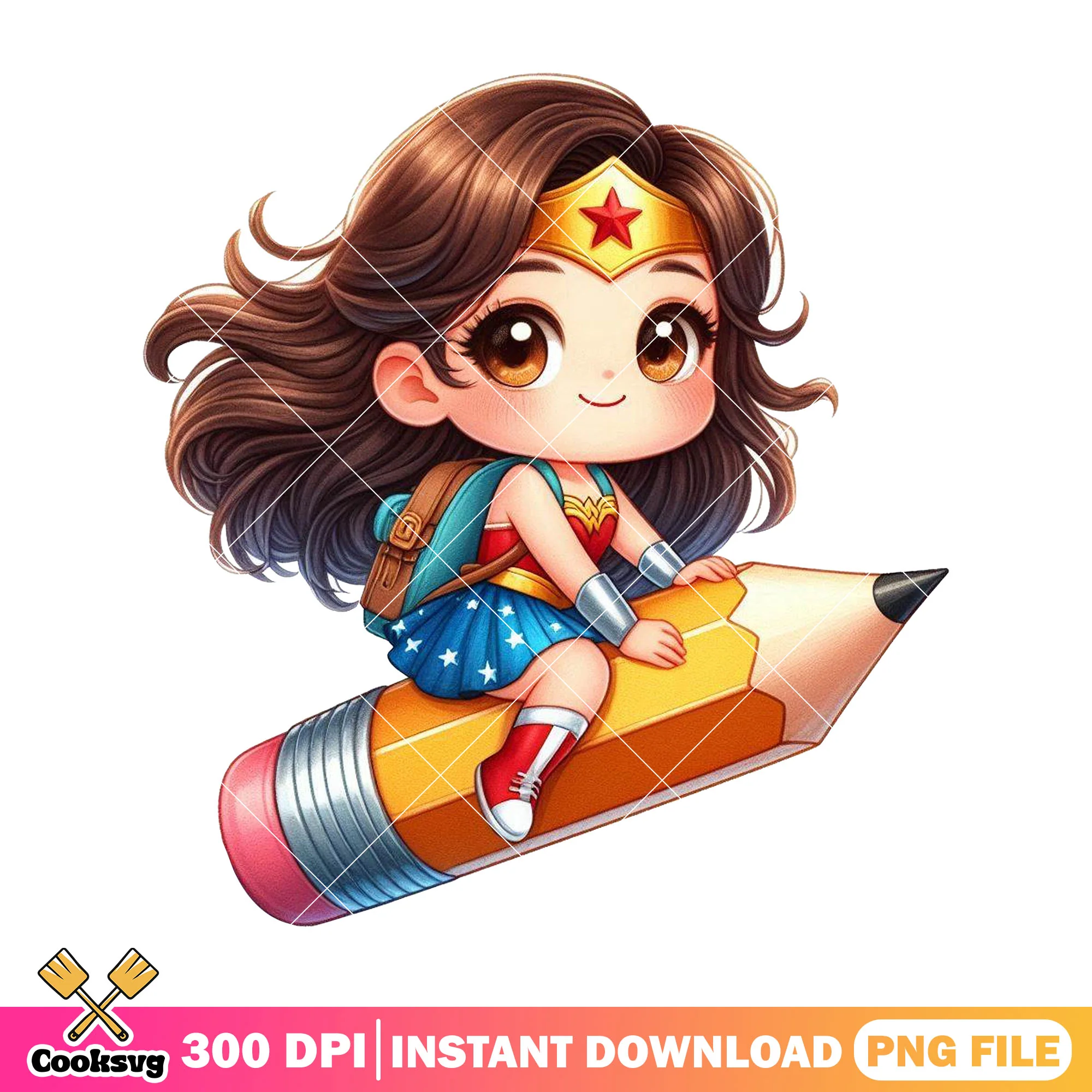 Dc wonder woman big pencil png, dc art png, back to school day png