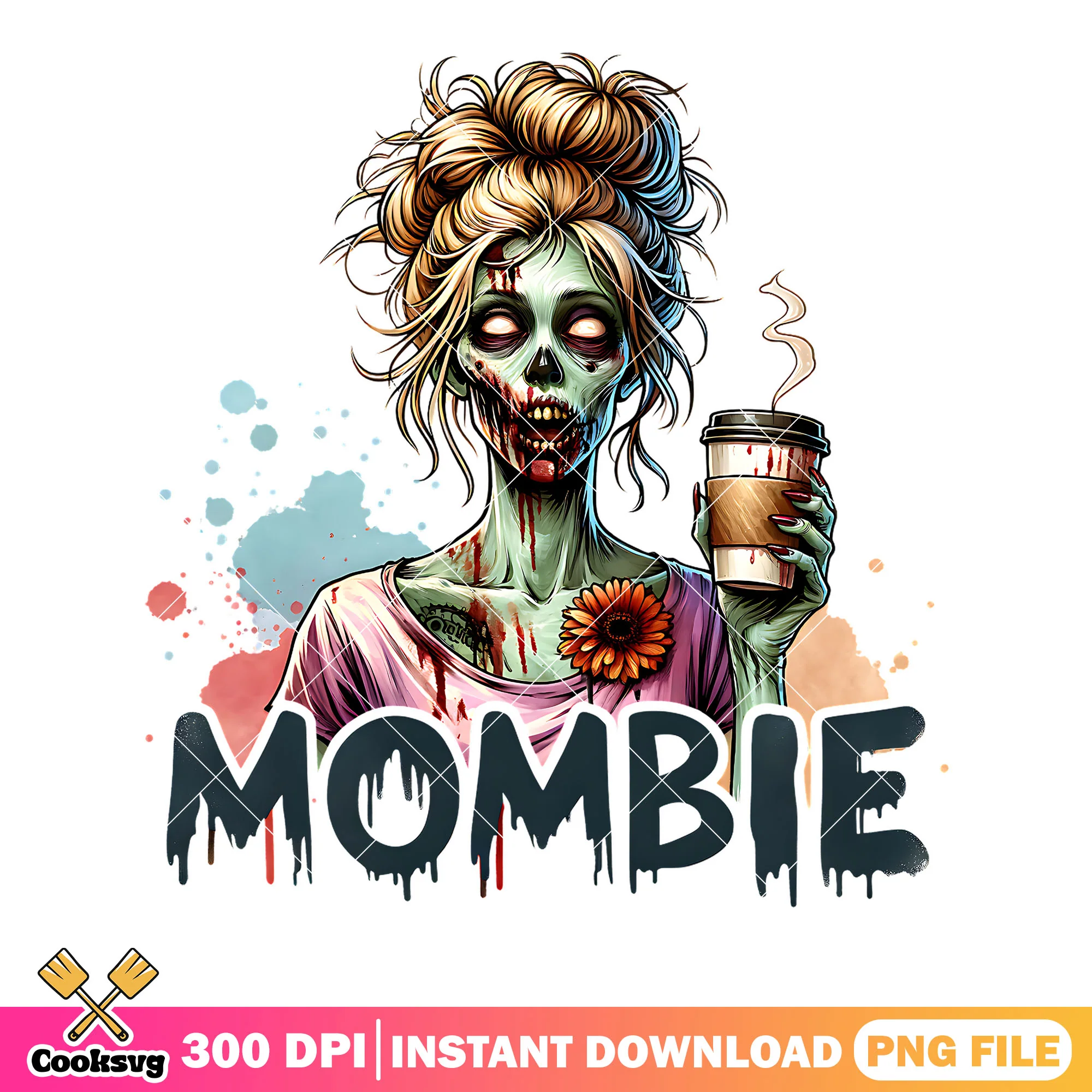 Dead flower lifeless eyes png, zombie costume png, halloween scary png