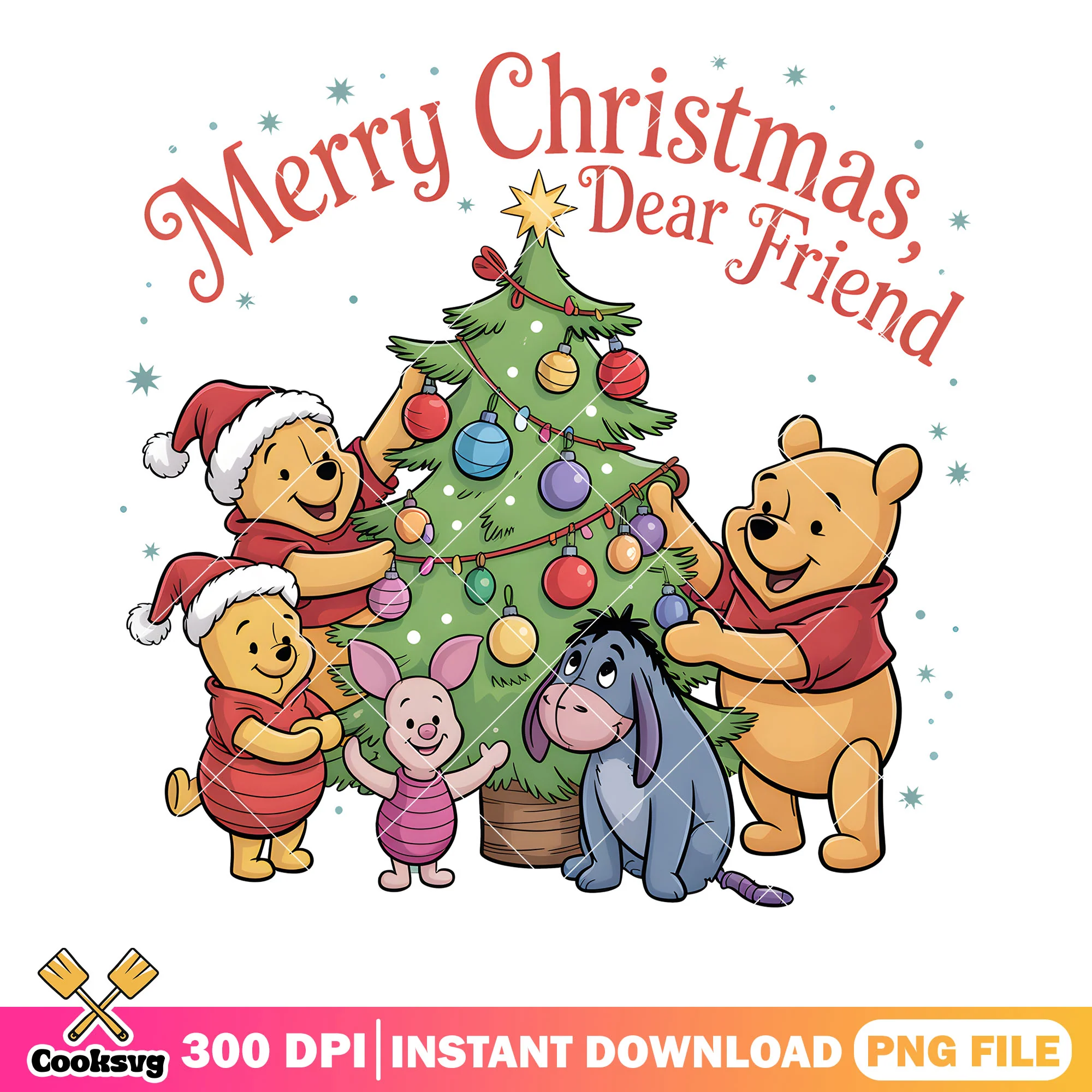 Dear pooh friends xmas png, winnie the pooh png, disney eeyore png