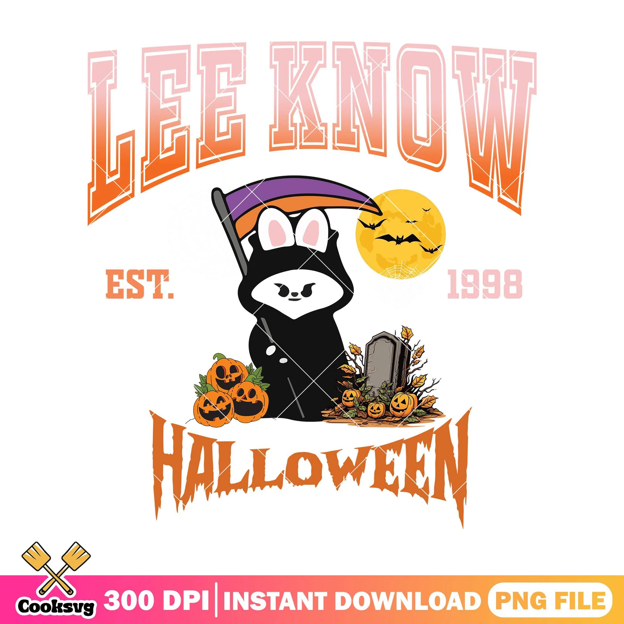 Death lee know design png, happy halloween png, cute rabbit png