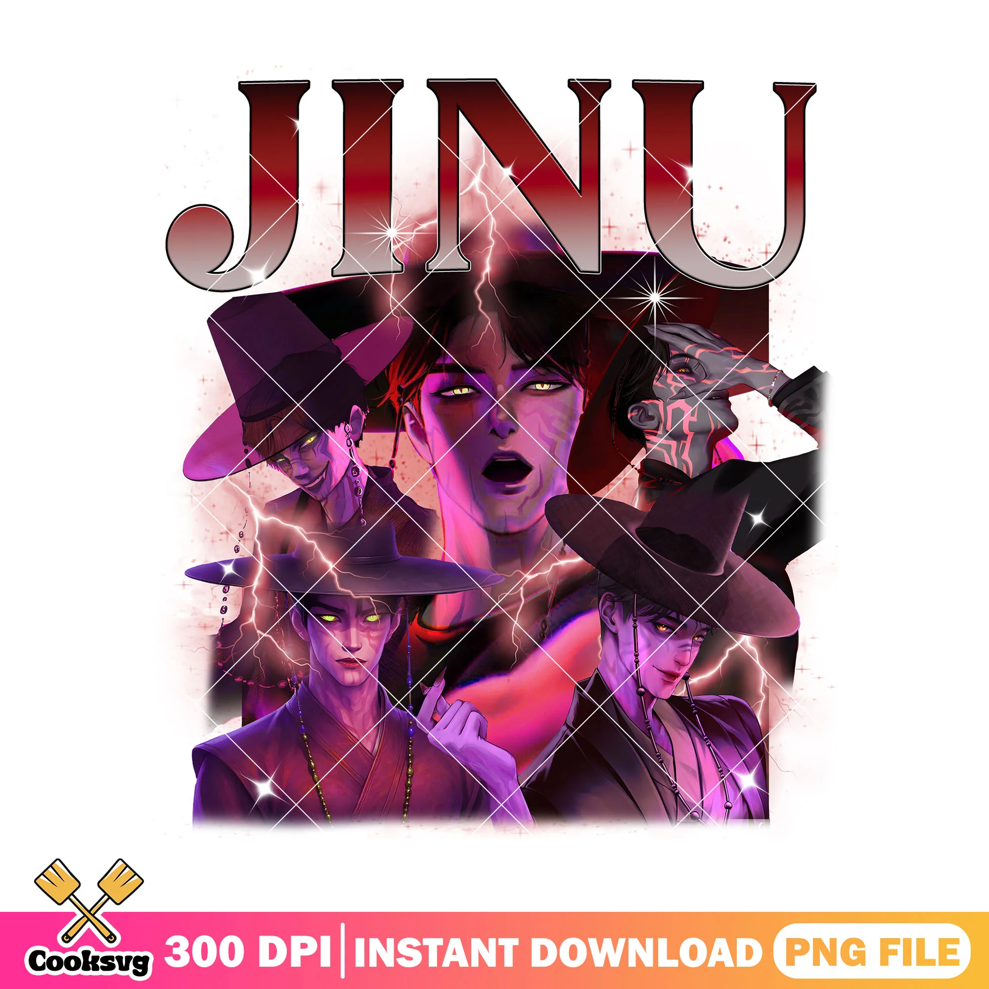 Demon poster jinu png, jinu saja png, kpop demon hunters png