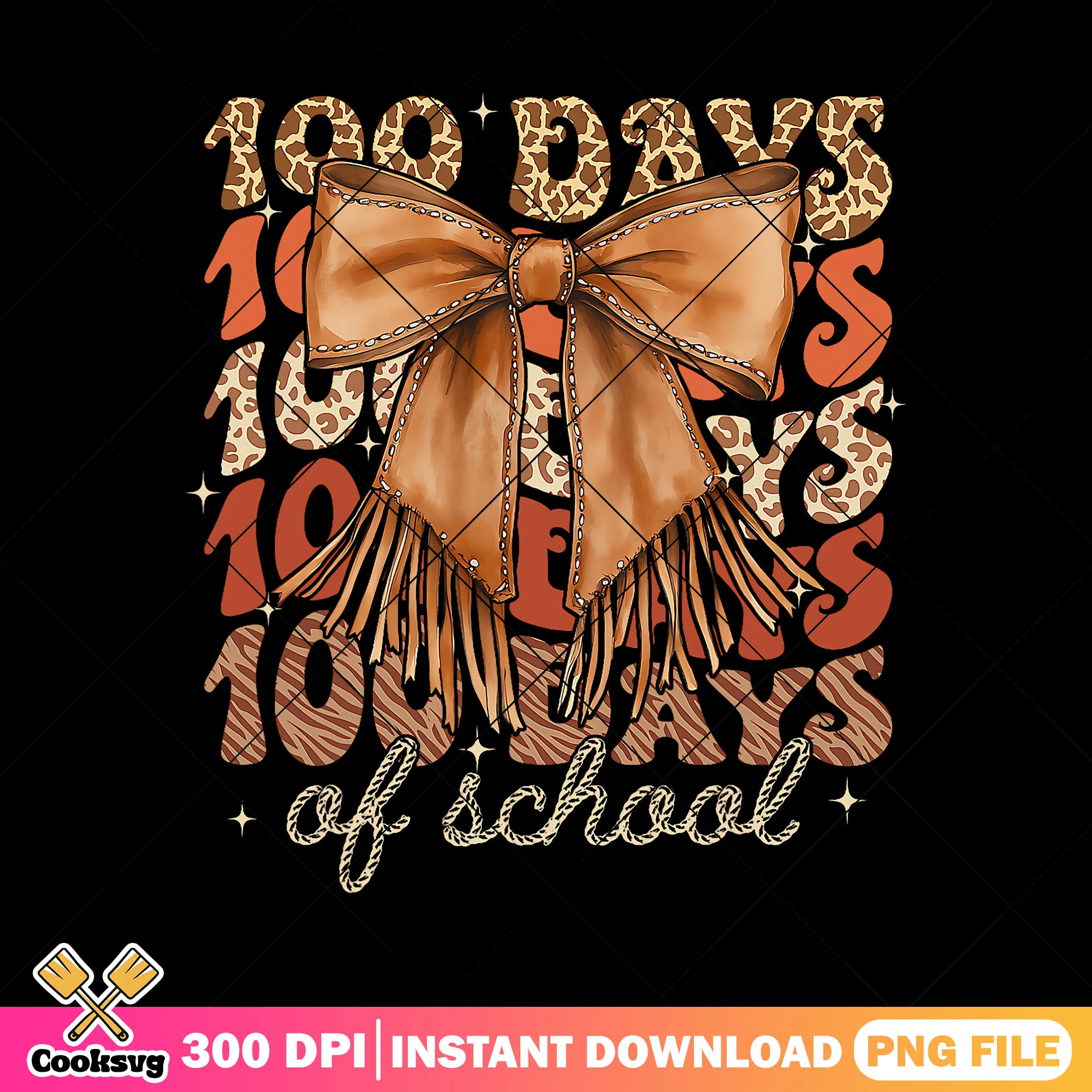 Design 100 days of school file png, brown bow png, go back to school png