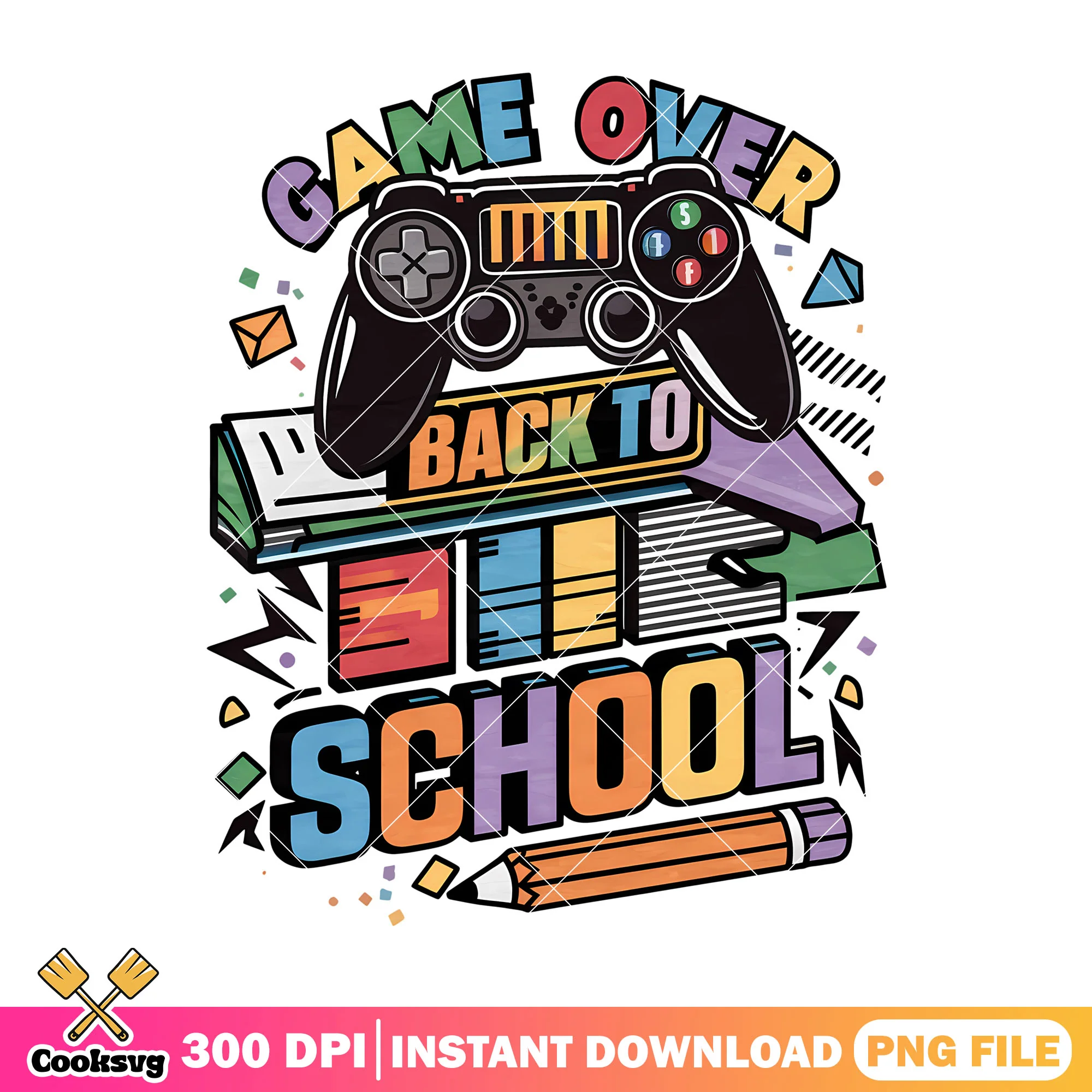 Design back school font png, game over png, back to school day png