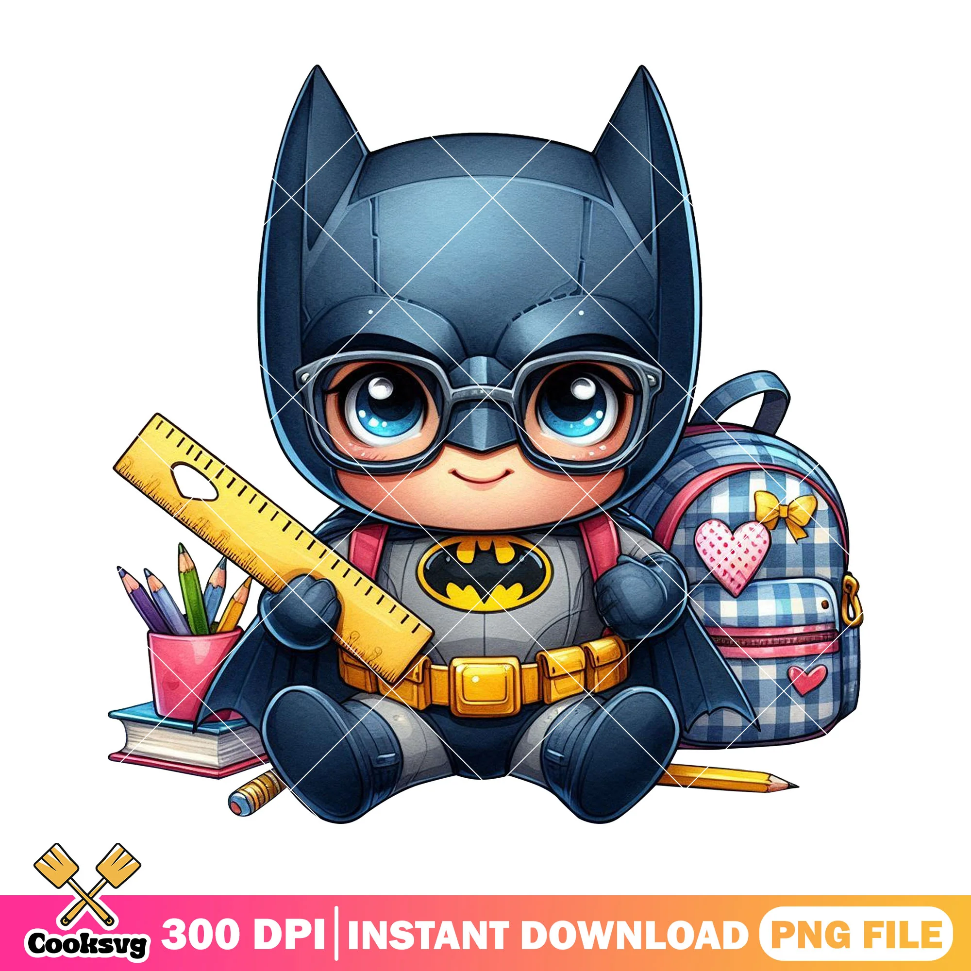 Design batman sitting png, cute batman png, when is back to school png