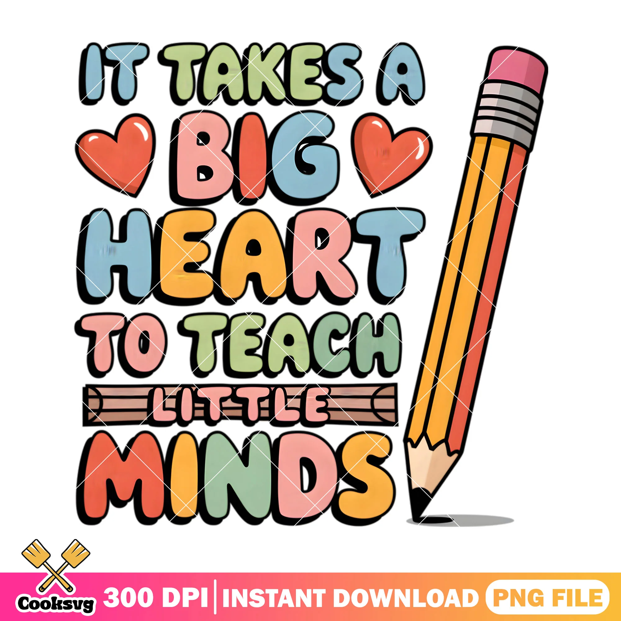 Design big heart mind png, happy back to school png, long pencil png