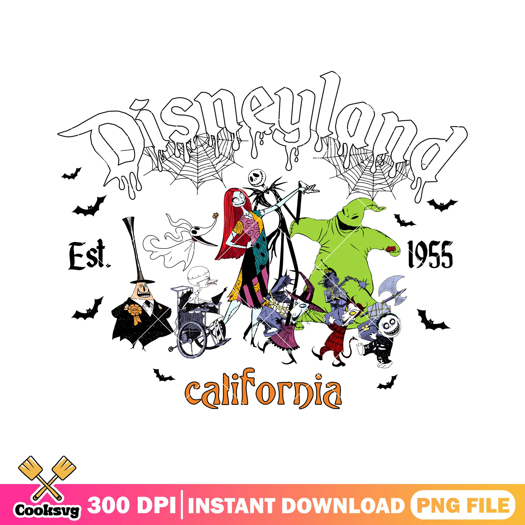 Design disneyland california png, nightmare before christmas halloween png