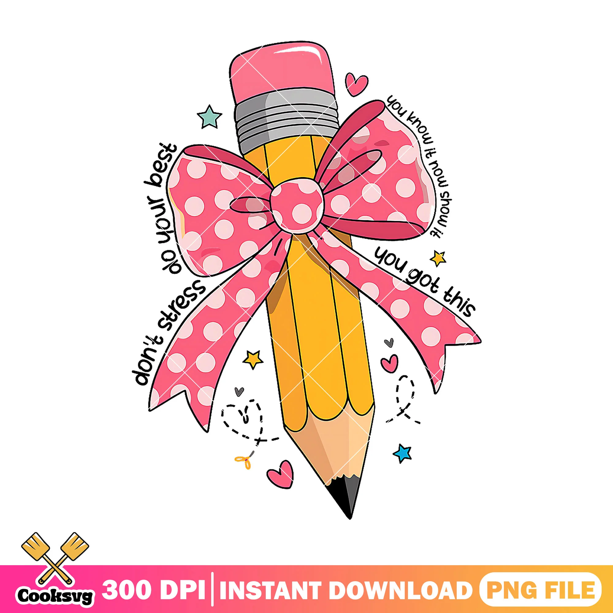 Design file big pencil png, pen bow png, happy back to school png