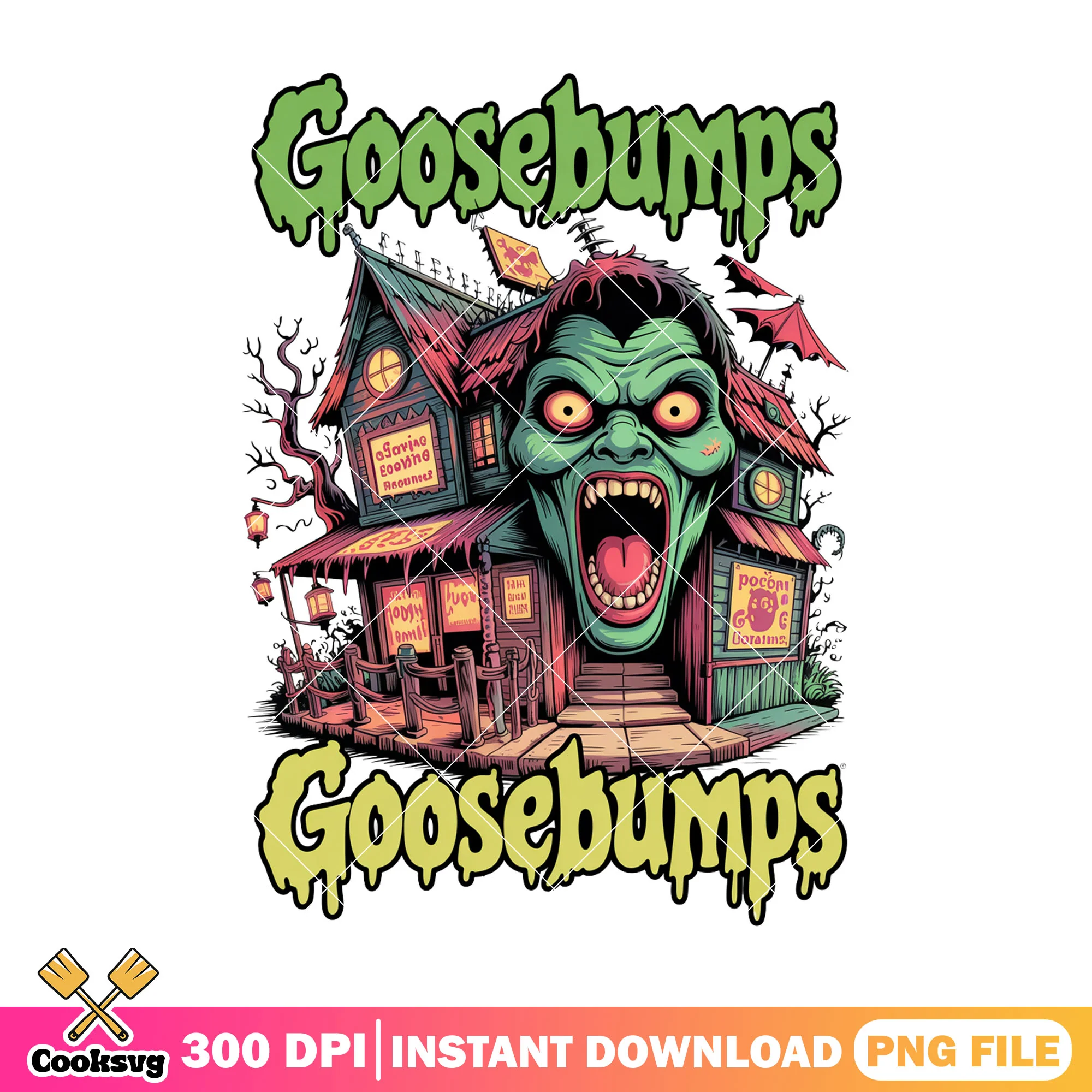 Design file goosebumps png, halloween fonts png, halloween house png