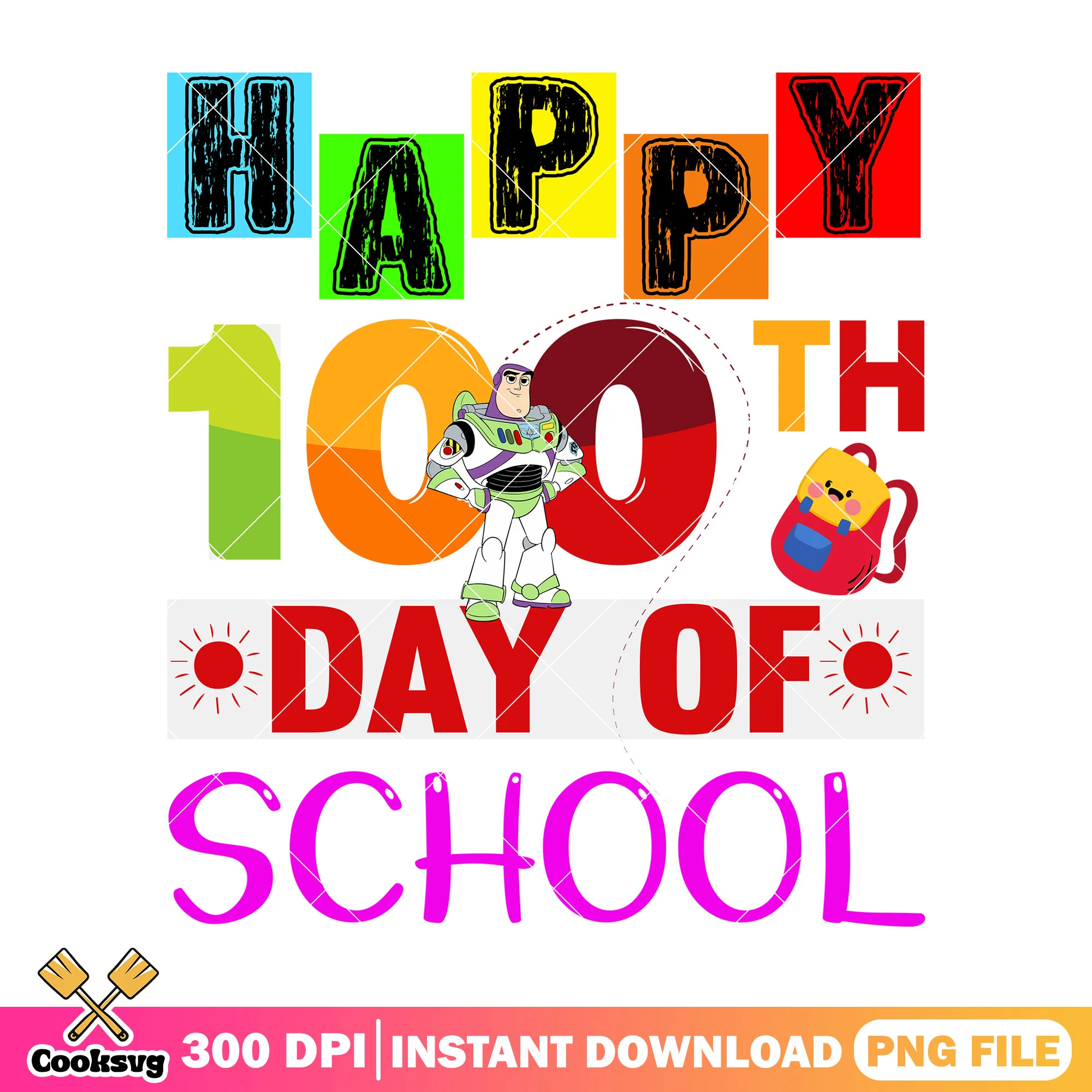 Design happy 100th day png, day of school png, back to school day png