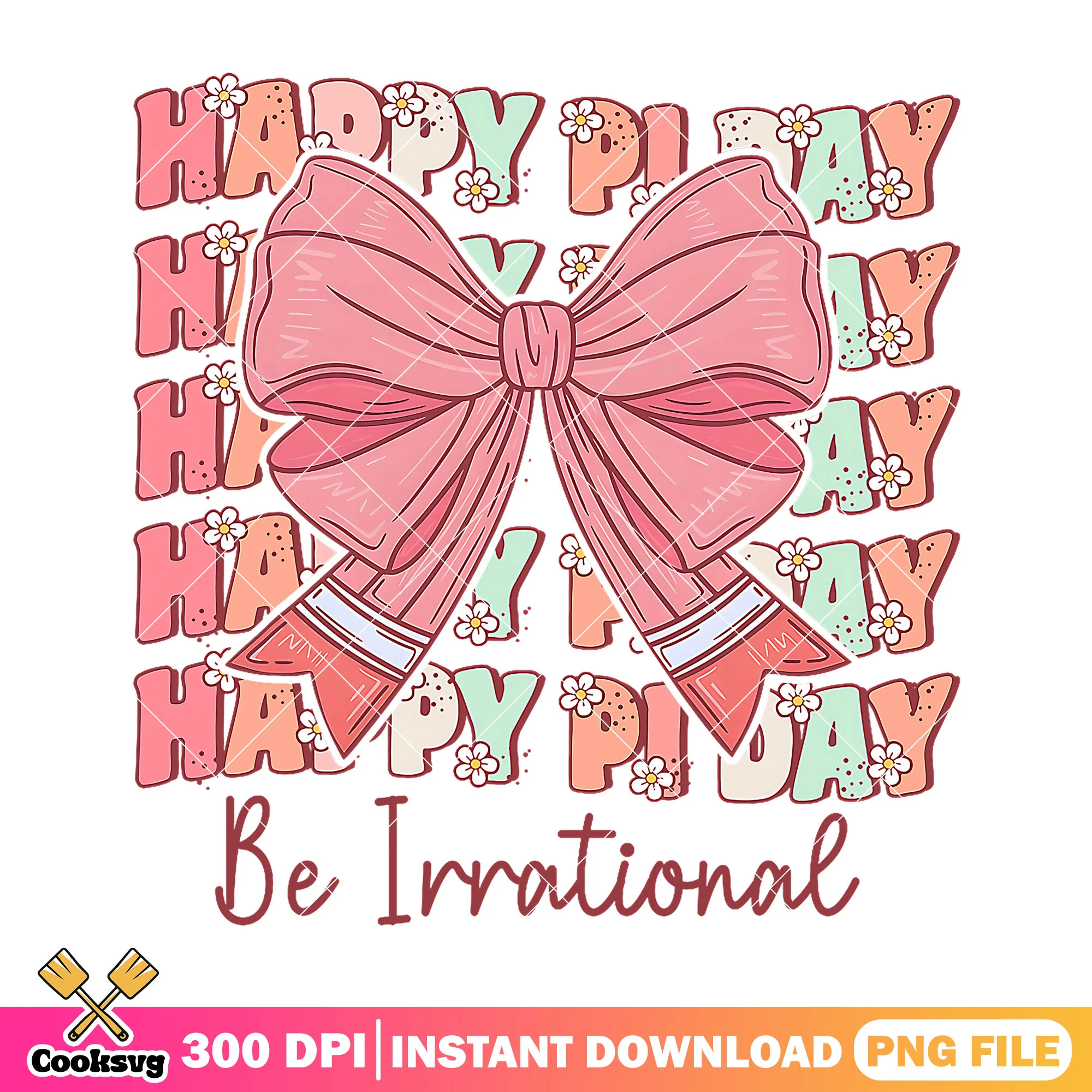 Design happy pi day png, pink bow png, happy back to school png