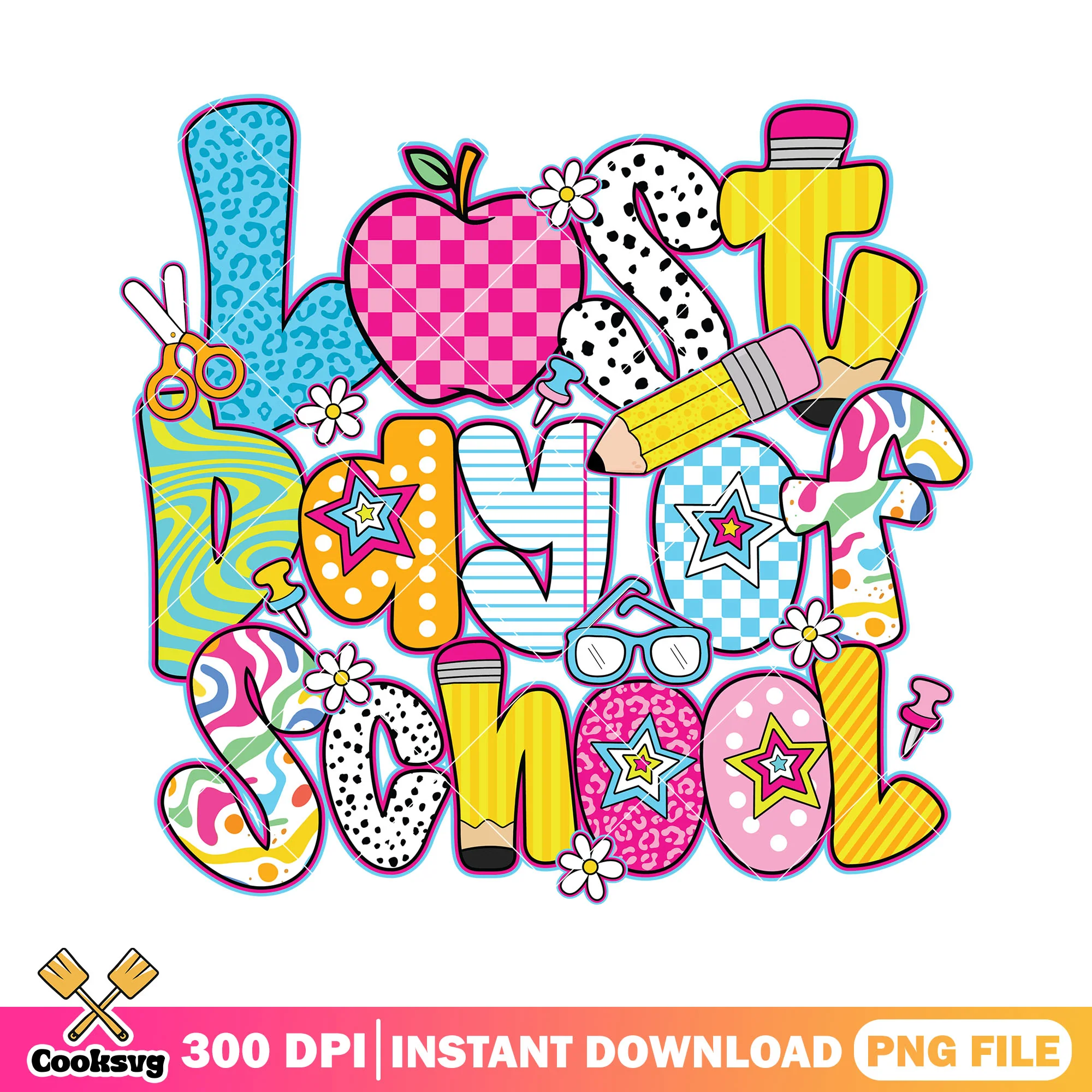 Design last day of school png, back to school day png, cute font png