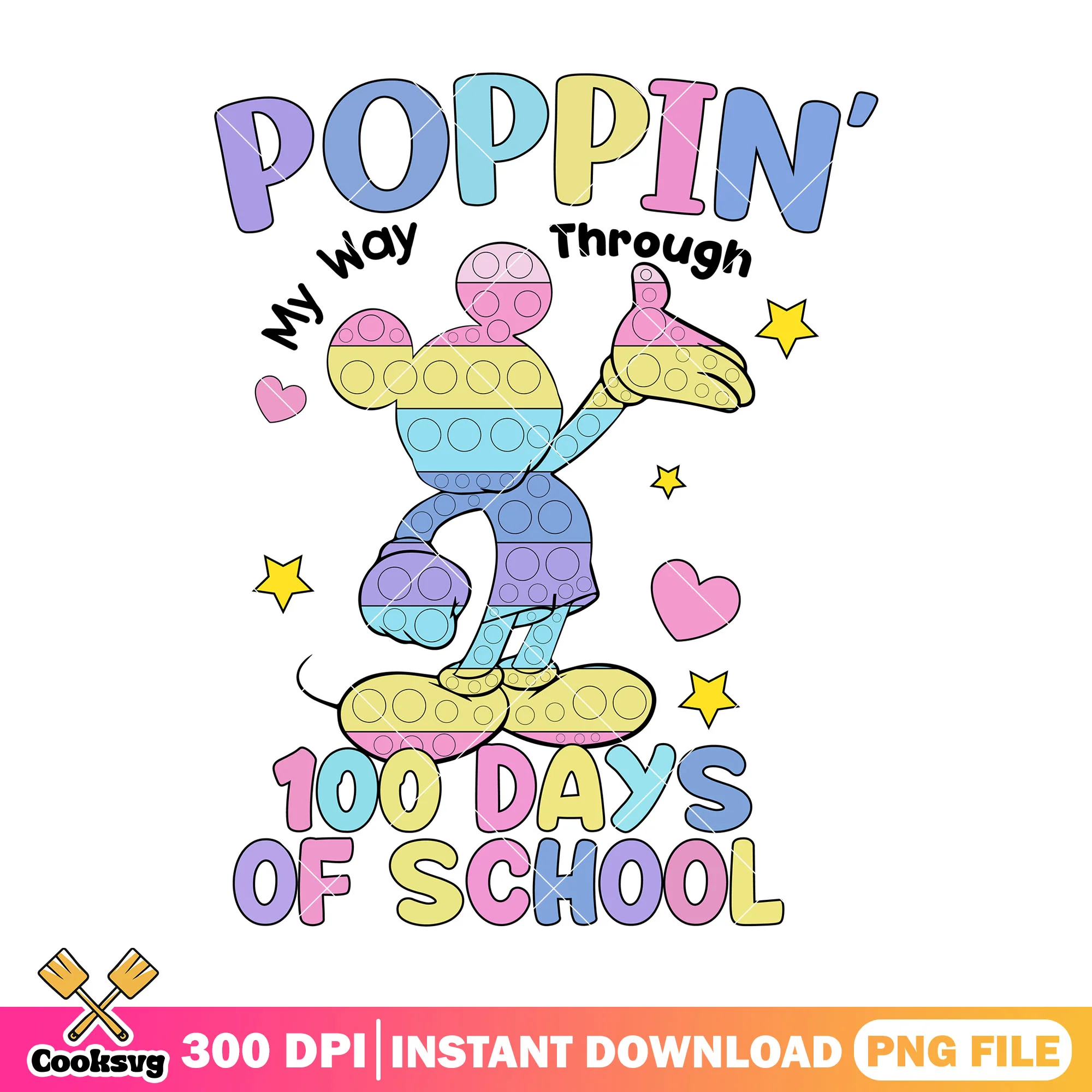 Design poppin 100 days school png, mickey png, go back to school png