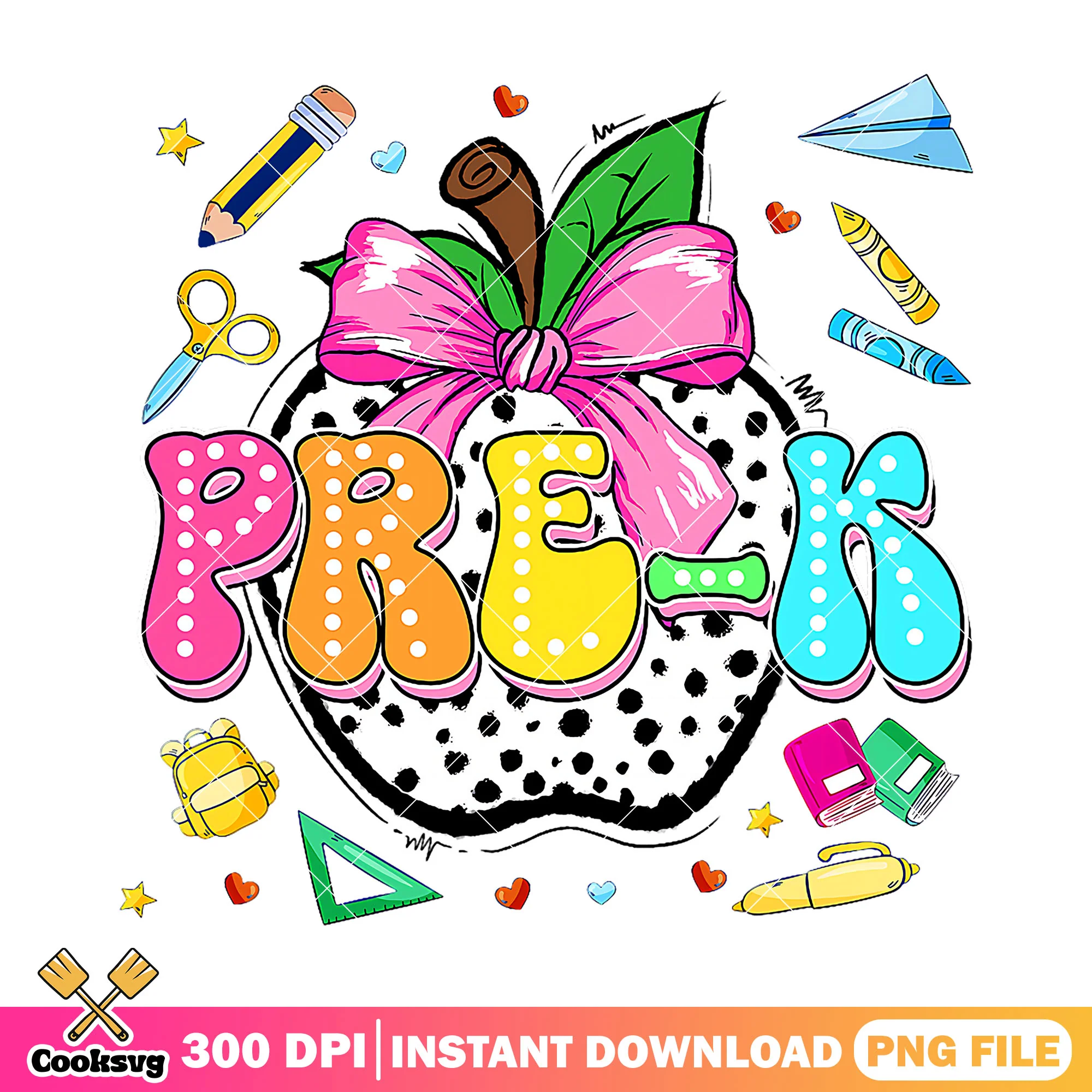 Design pre-k apple png, white apple png, happy back to school png
