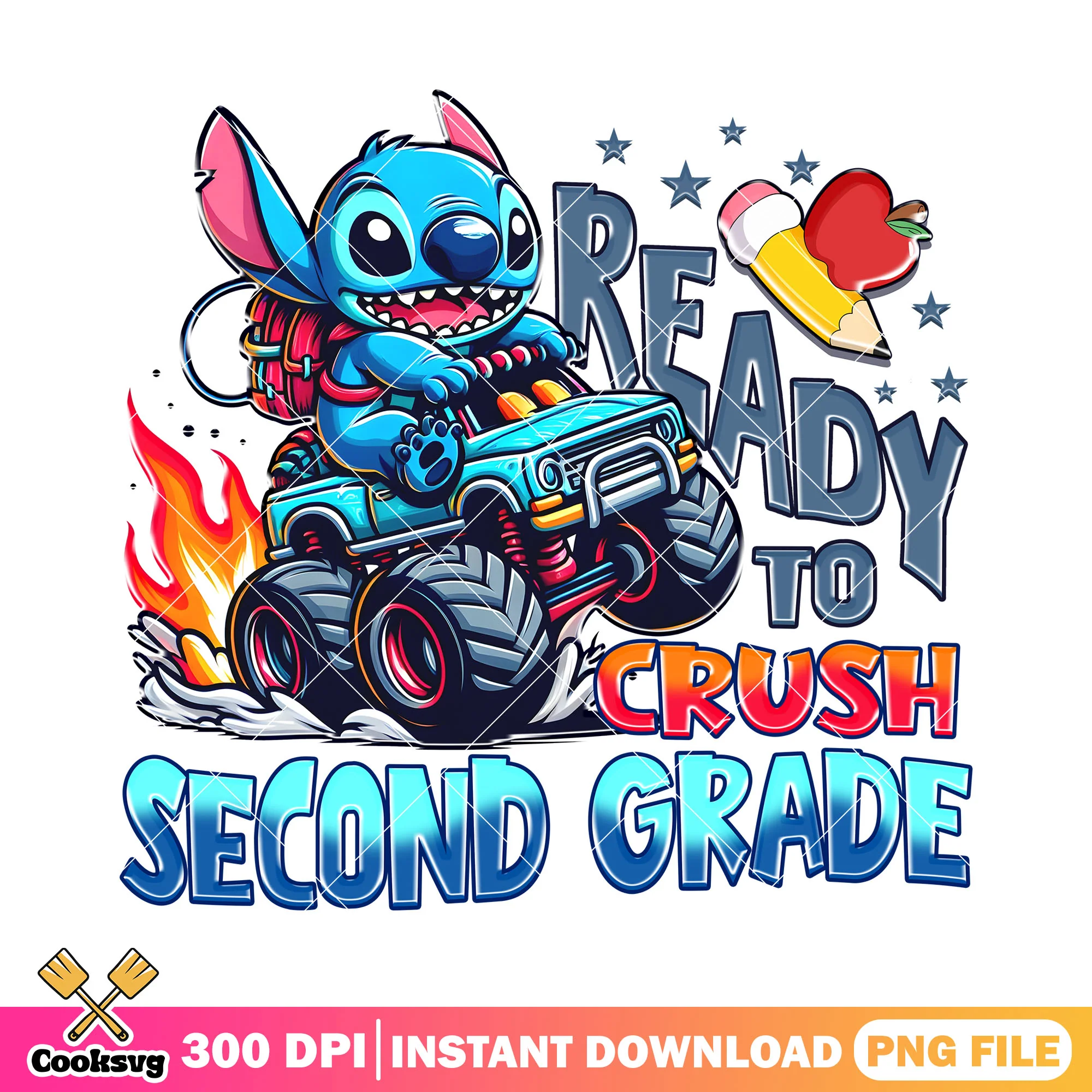 Design ready to second grade file png, stitch png, back to school png