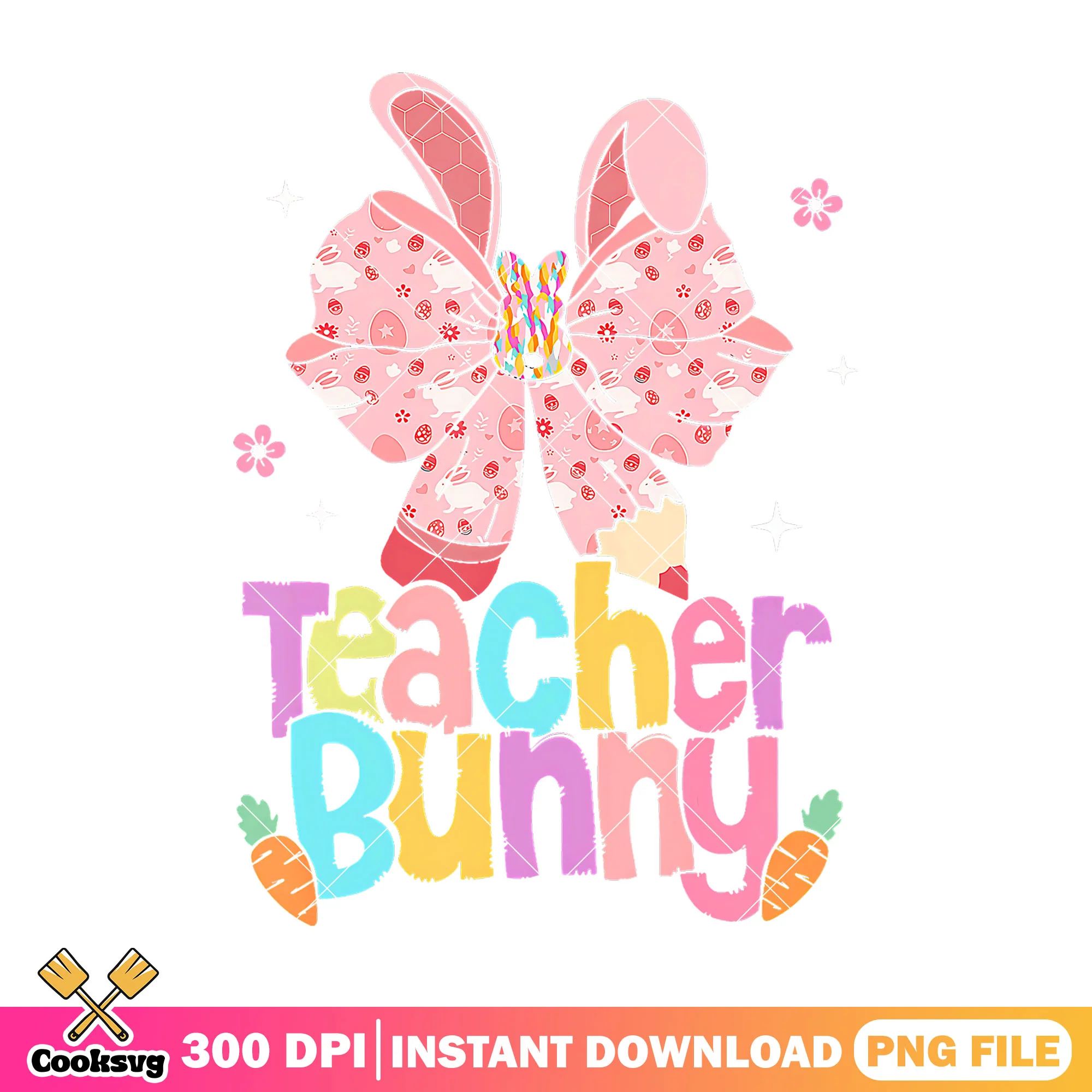 Design teacher bunny png, bunny bow png, back to school art png