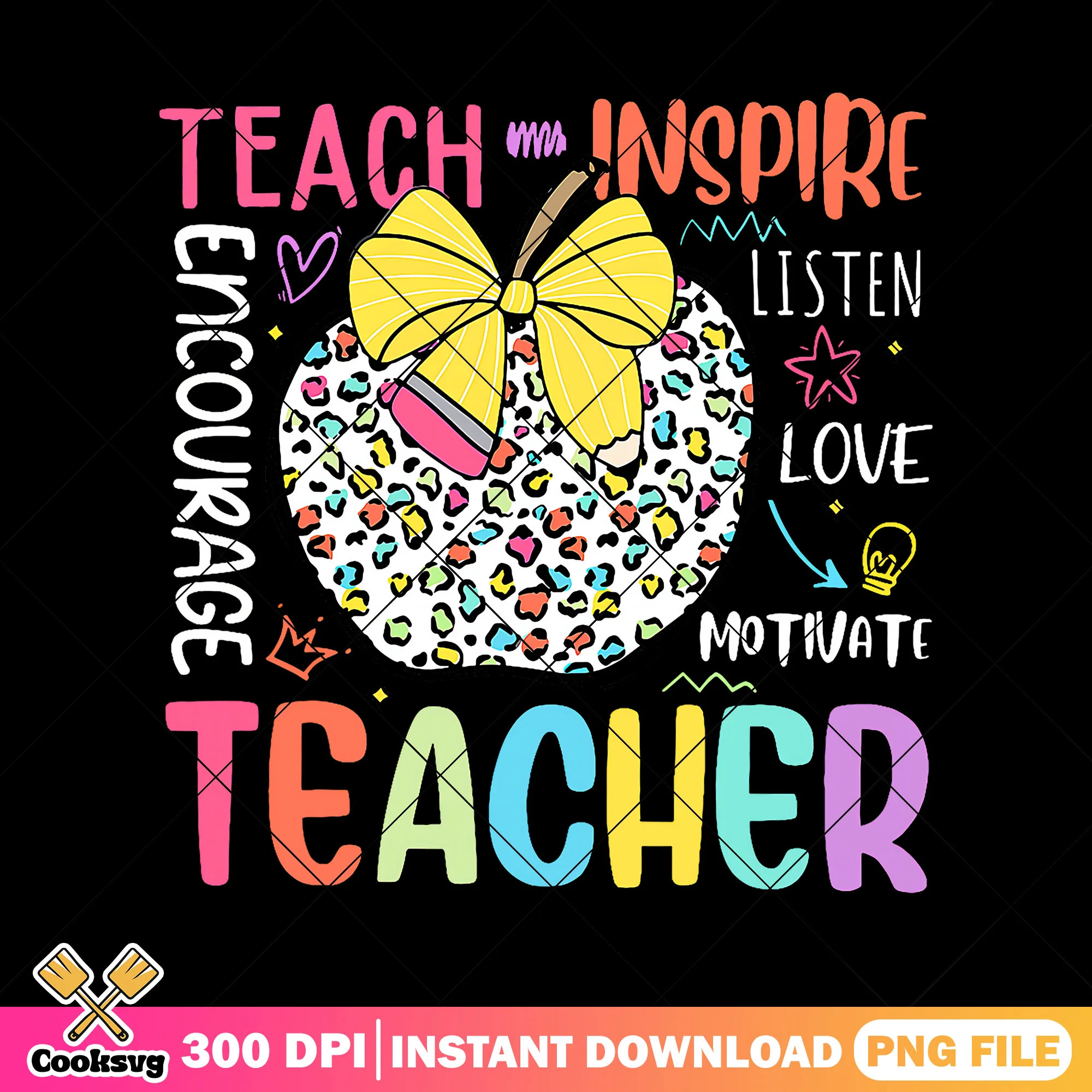 Design teacher inspire file png, go back to school png, apple big png