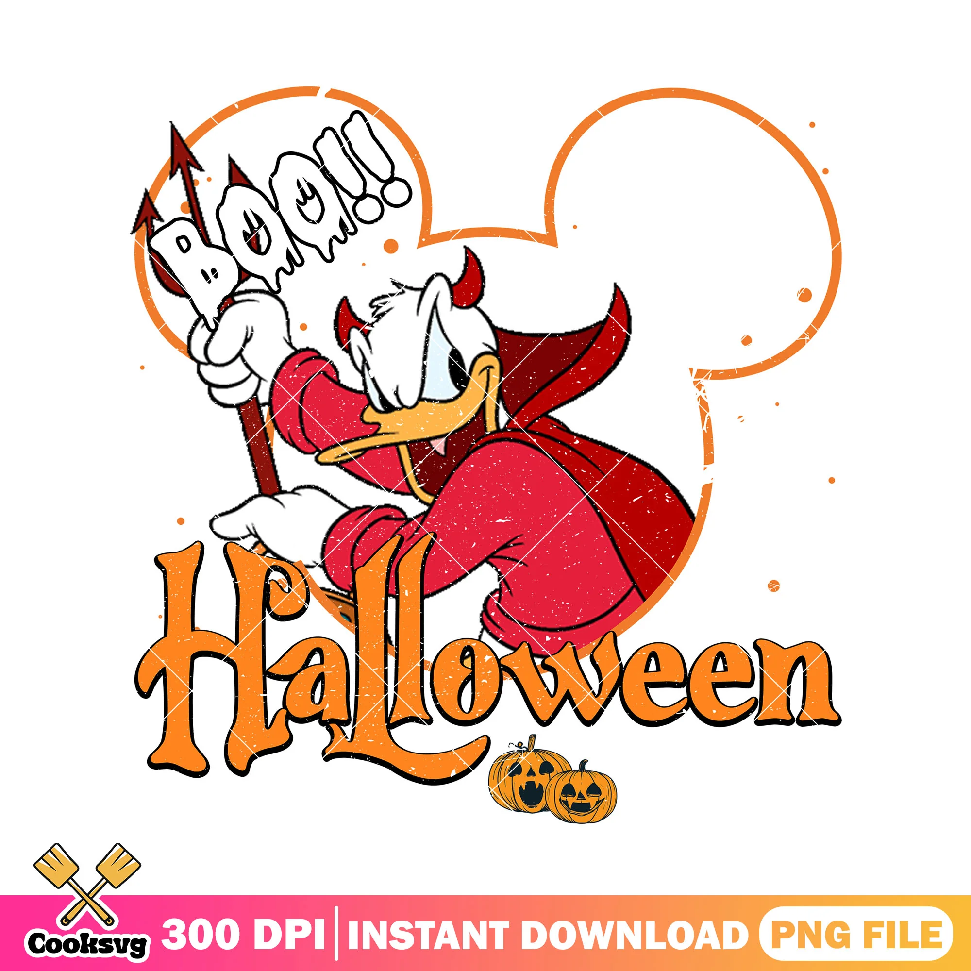 Devil costume donald png, donald happy png, halloween font png