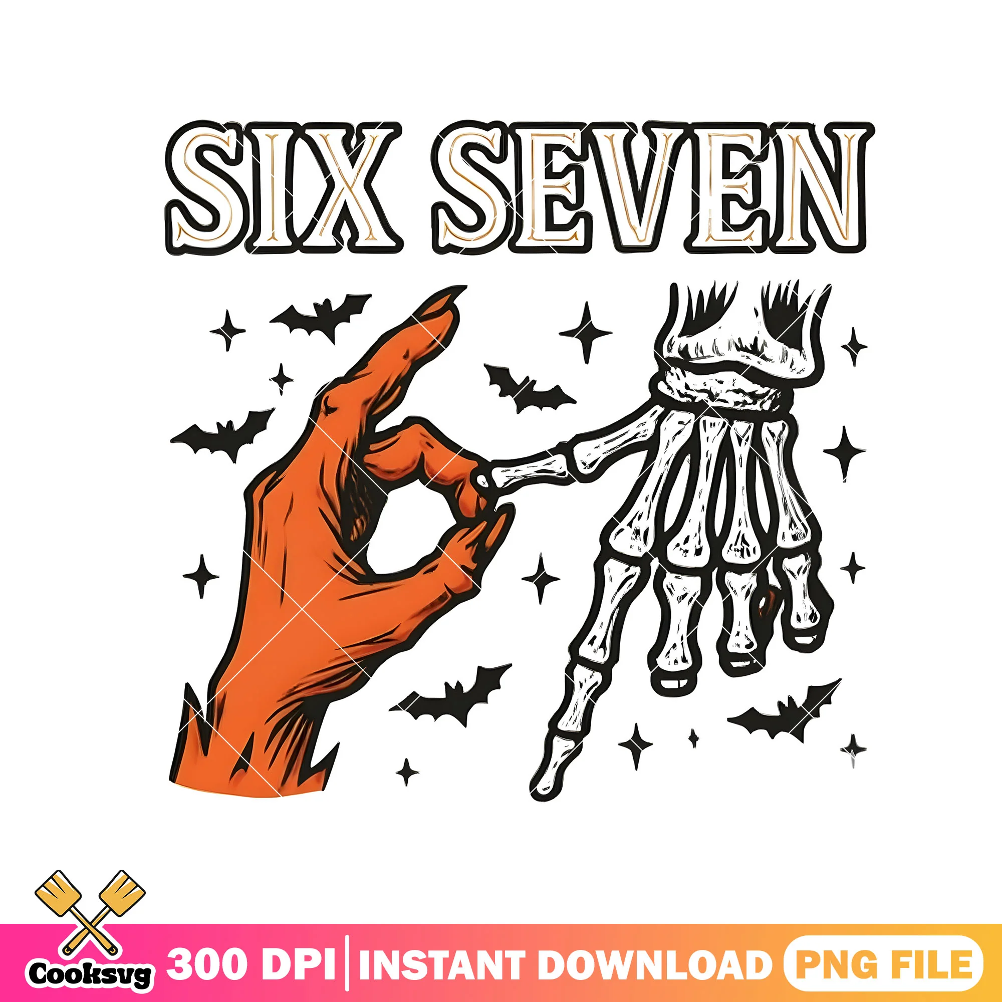 Devil skeleton six seven png, Spooky Skull 67 png, six seven hand png
