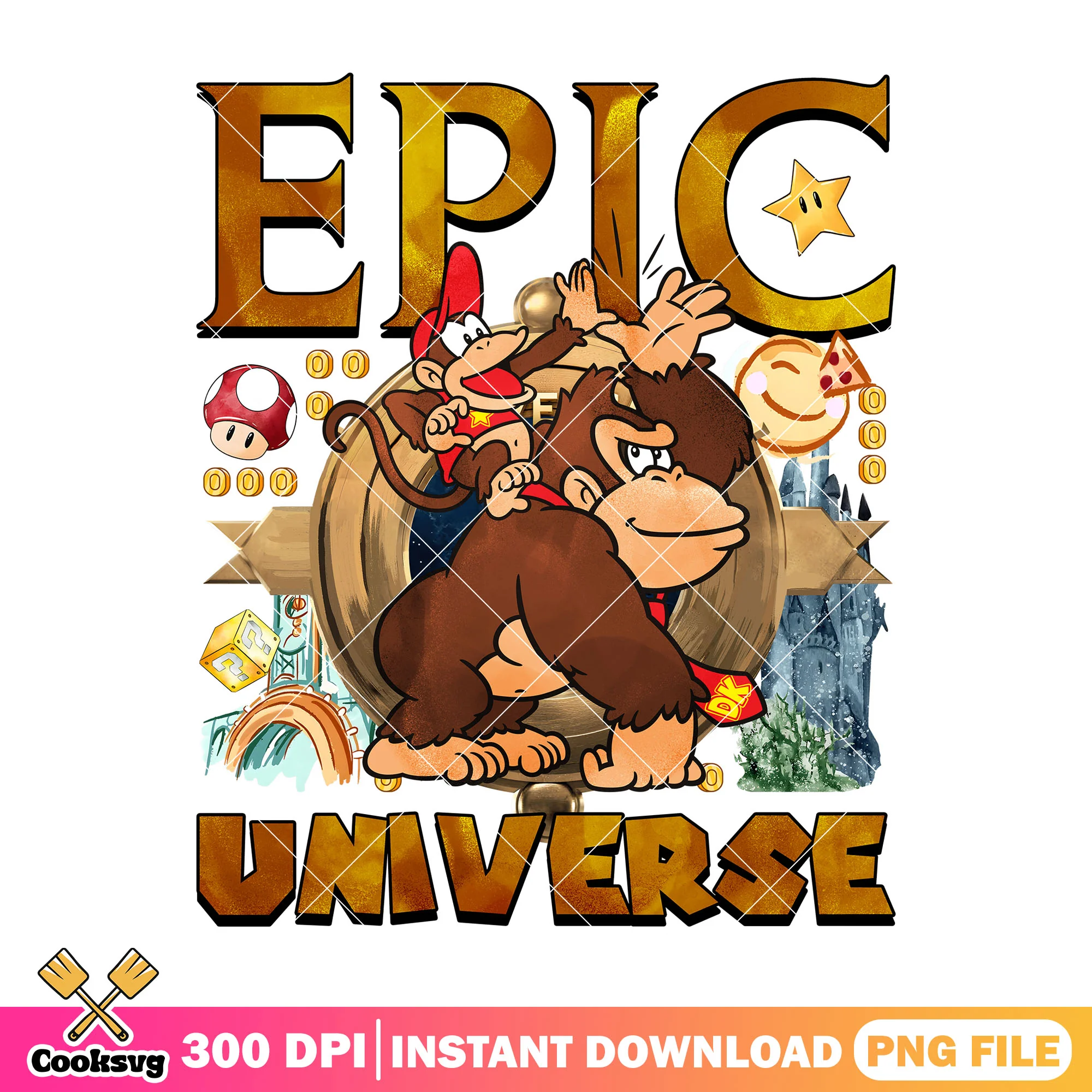 Diddy and donkey kong png, epic universe png, mario cartoon png