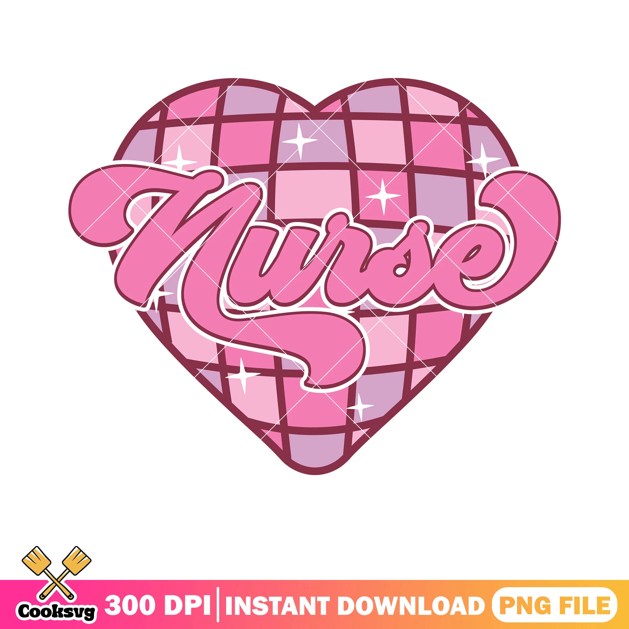 Disco heart nurse valentine png, valentine love png, valentine heart png