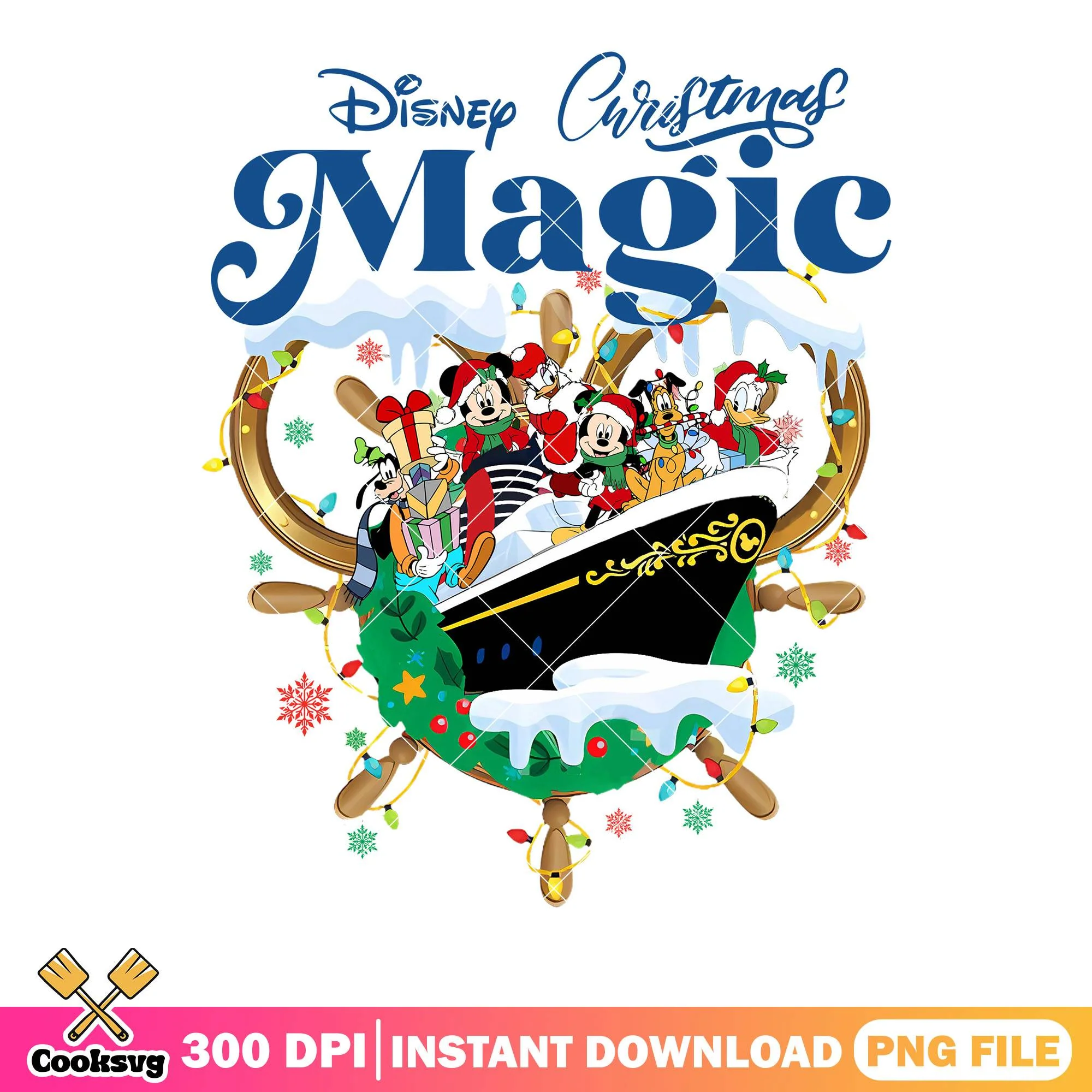 Disney christmas magic png, disney cruise png, mickey and friends png